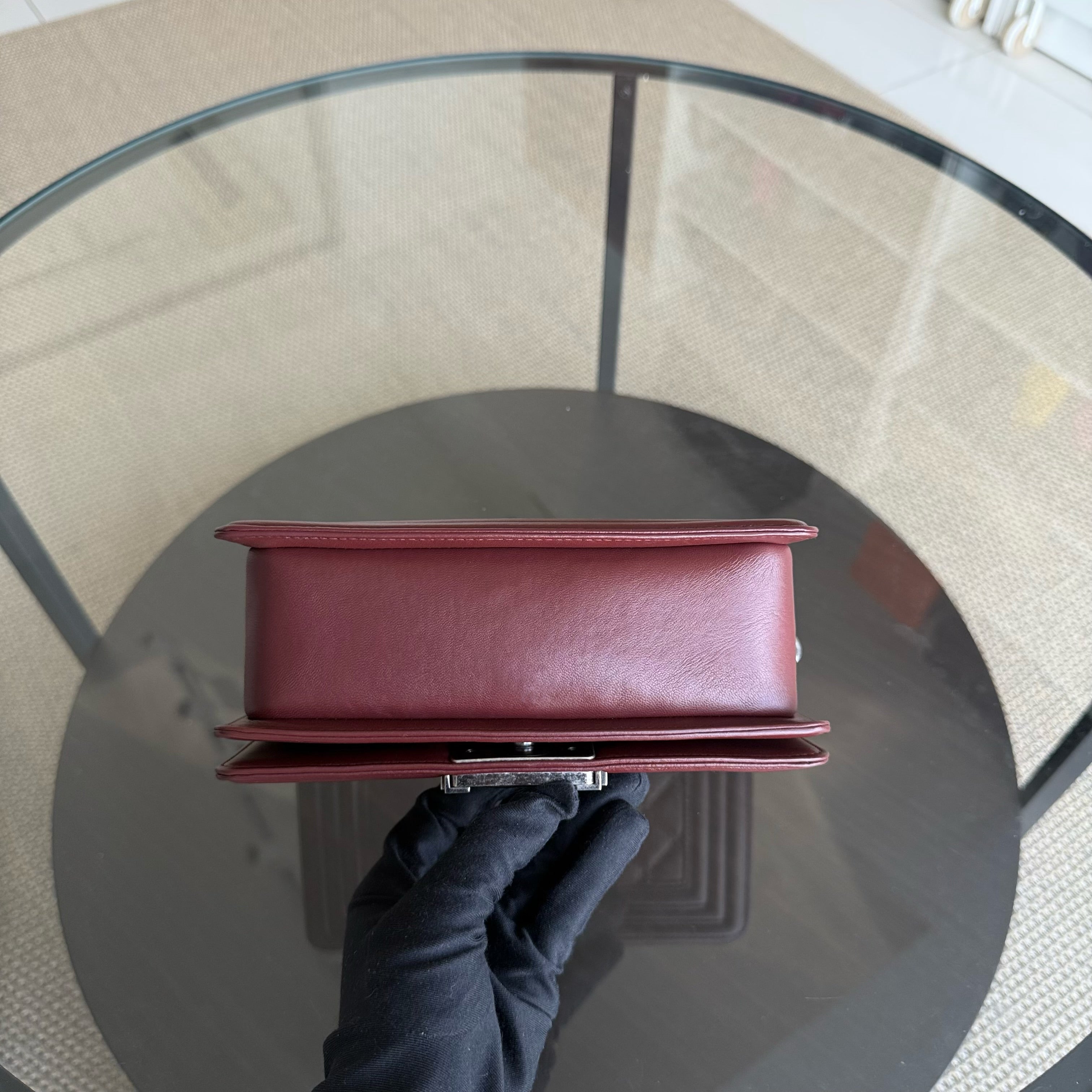 Chanel Boy Small - Quilted Lambskin Burgundy Ruthenium Silver Hardware Series 16