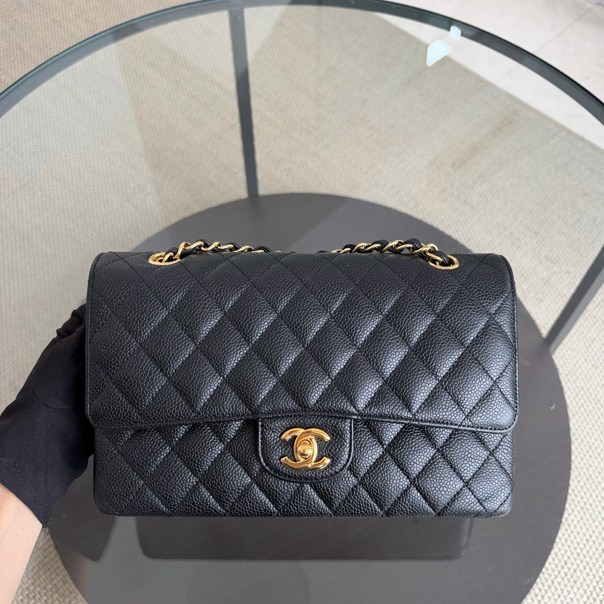 Chanel Classic Flap Medium - 25CM Quilted Caviar Black 24K Gold Hardware Series 12