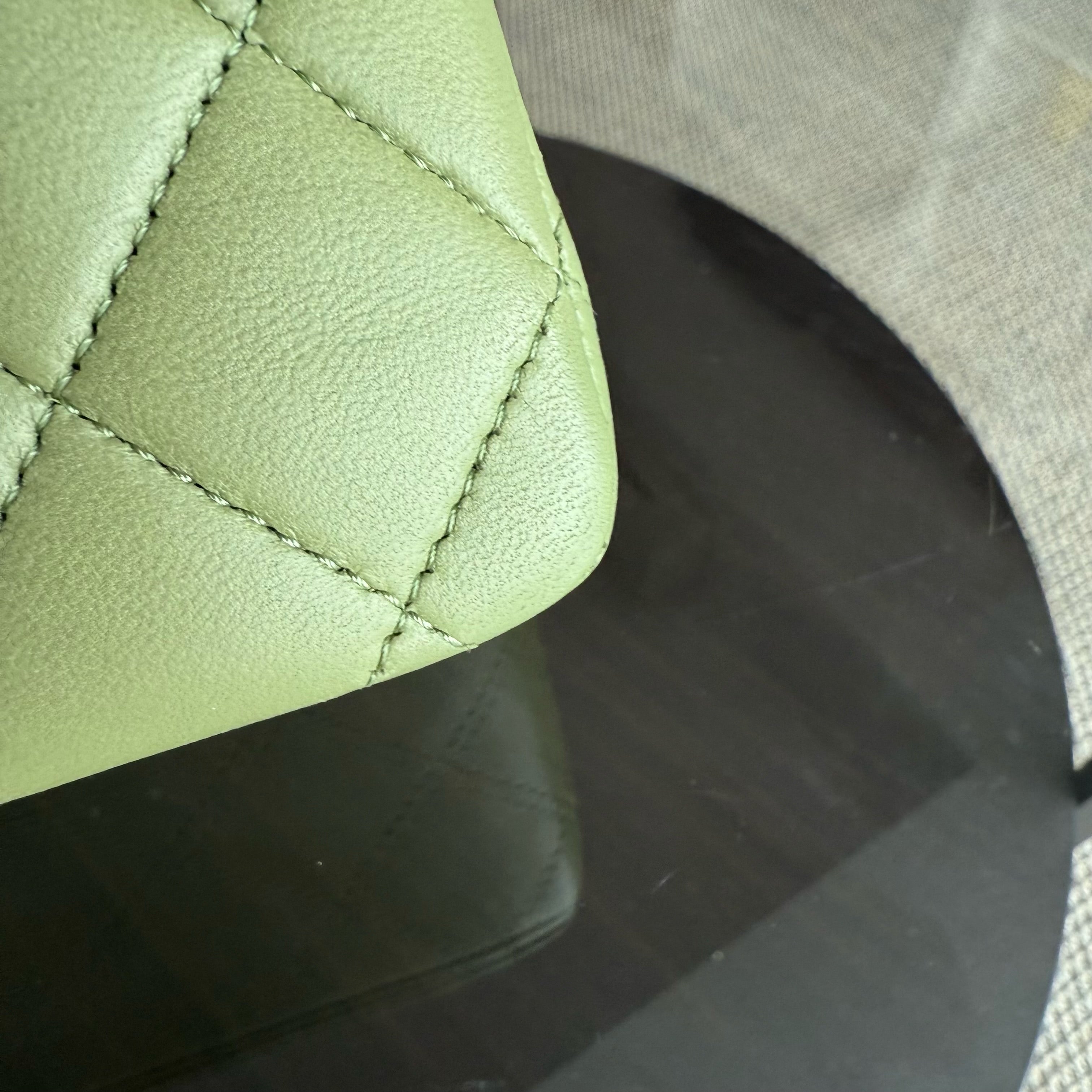 Chanel Classic Flap Medium - 25CM Quilted Lambskin Olive Green Silver Hardware Series 19