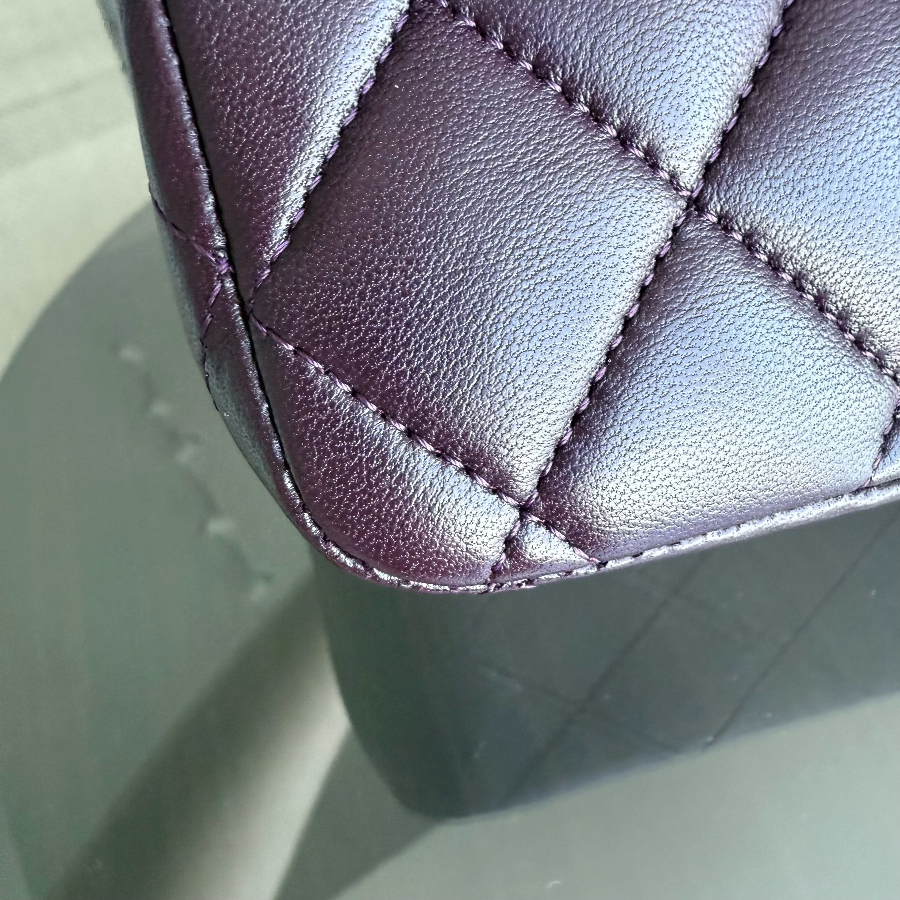Chanel Classic Flap Medium - 25CM Quilted Lambskin Purple Black Hardware Series 15