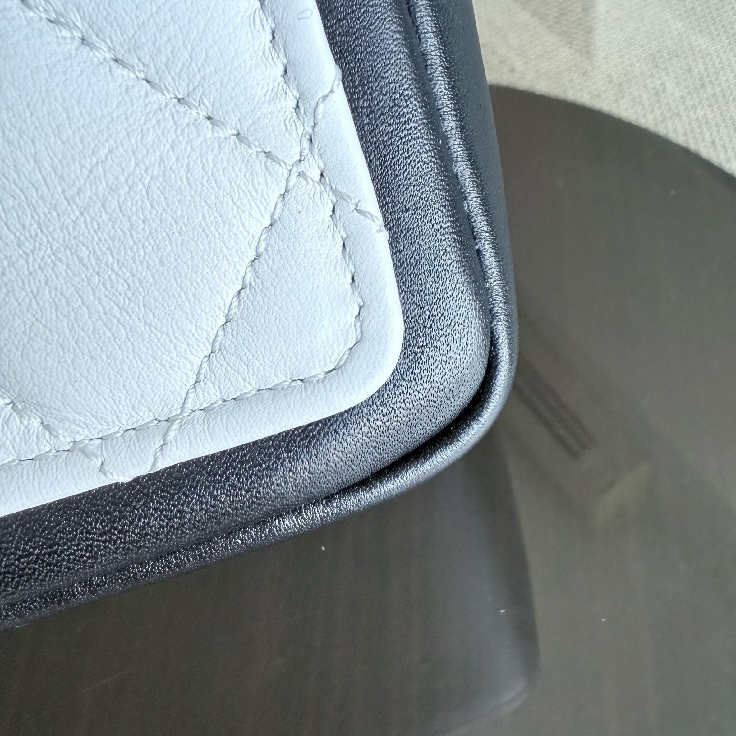 Chanel Seasonal Flap - 25CM Quilted Lambskin Bi-Color White Black Gold Hardware Series 20