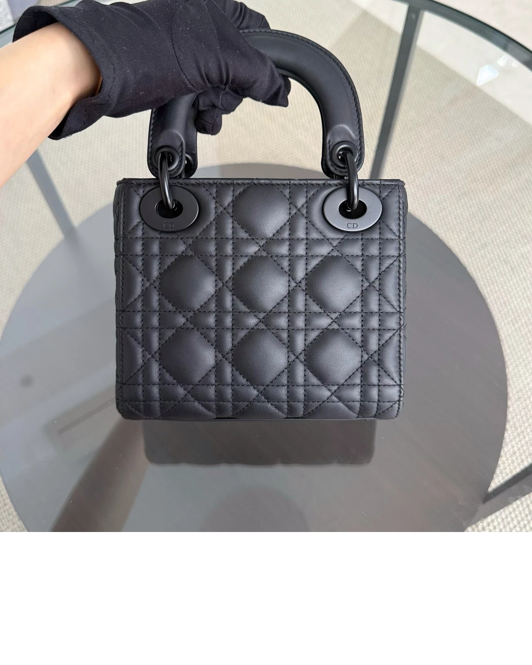 Dior Lady Mini - Cannage Calfskin So Black Black Hardware Chain Strap