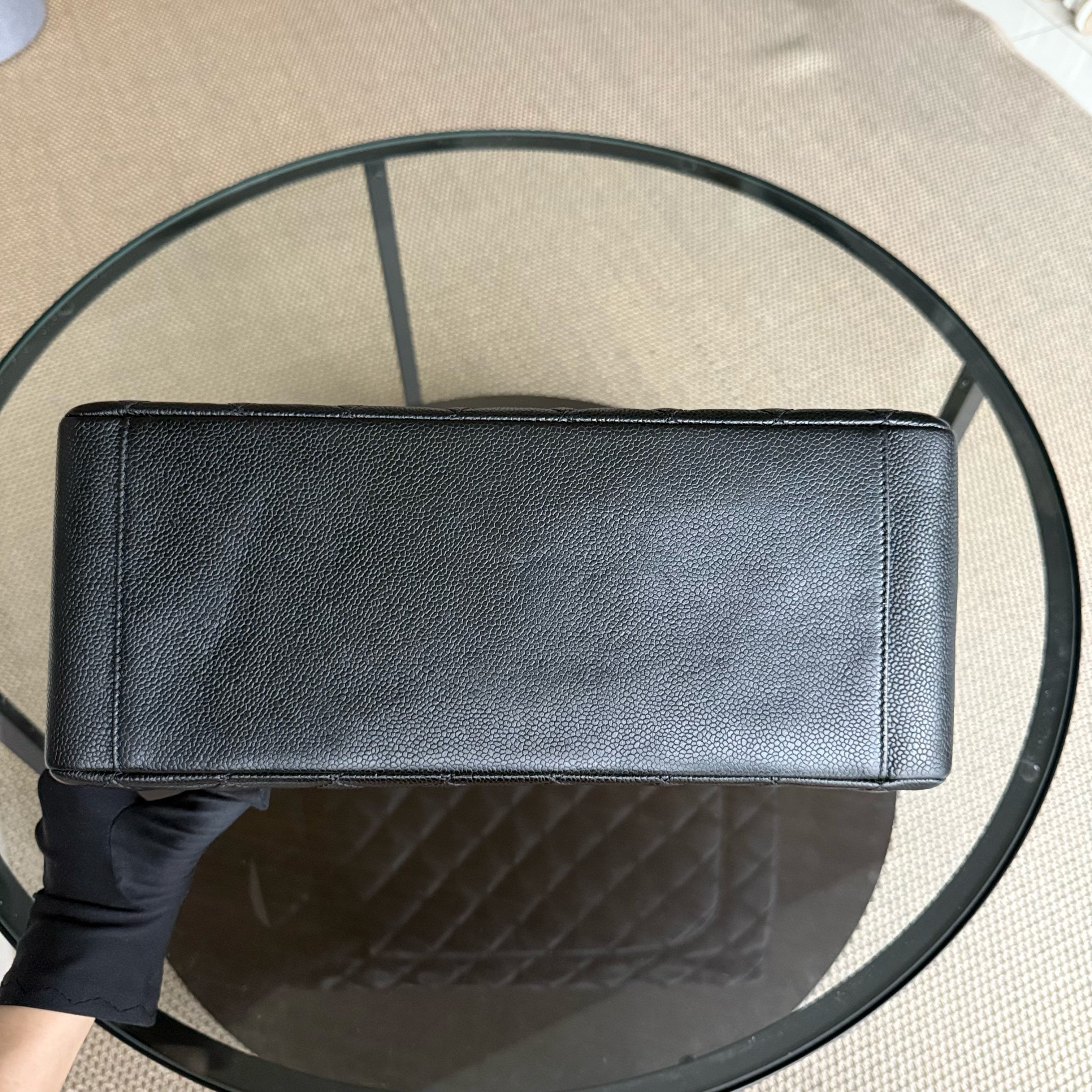 Chanel GST Grand Shopping Tote - Caviar Quilted Grained Calfskin Black Silver Hardware Series 19