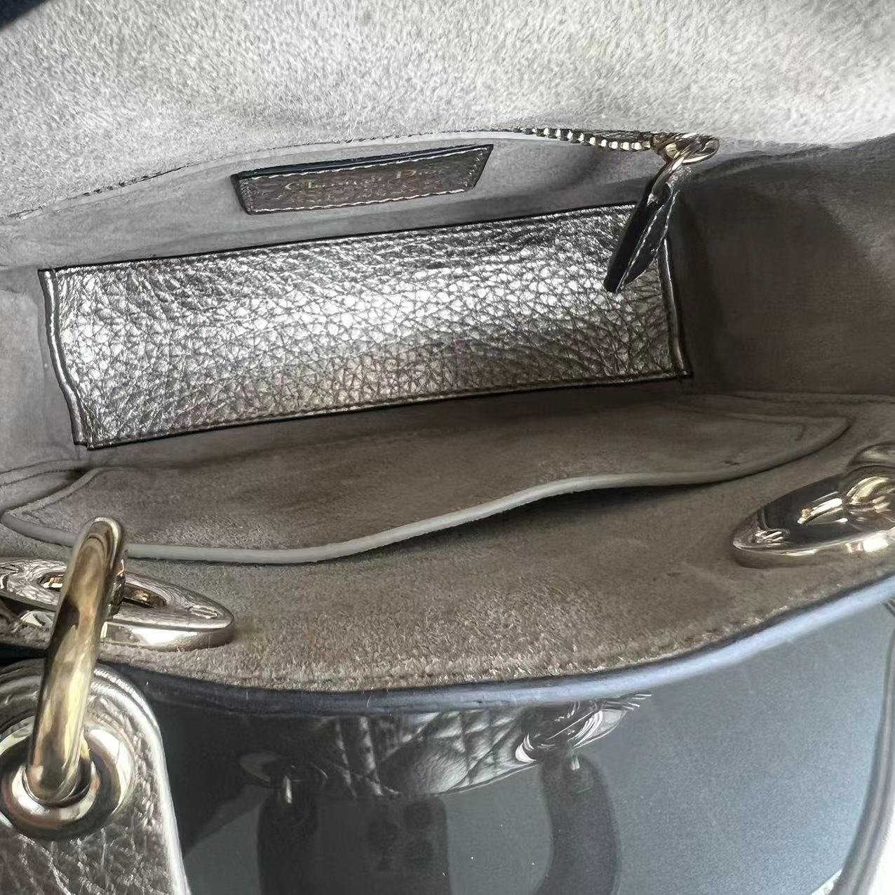 Dior Lady Mini - Cannage Calfskin Metallic Gold Golden Hardware
