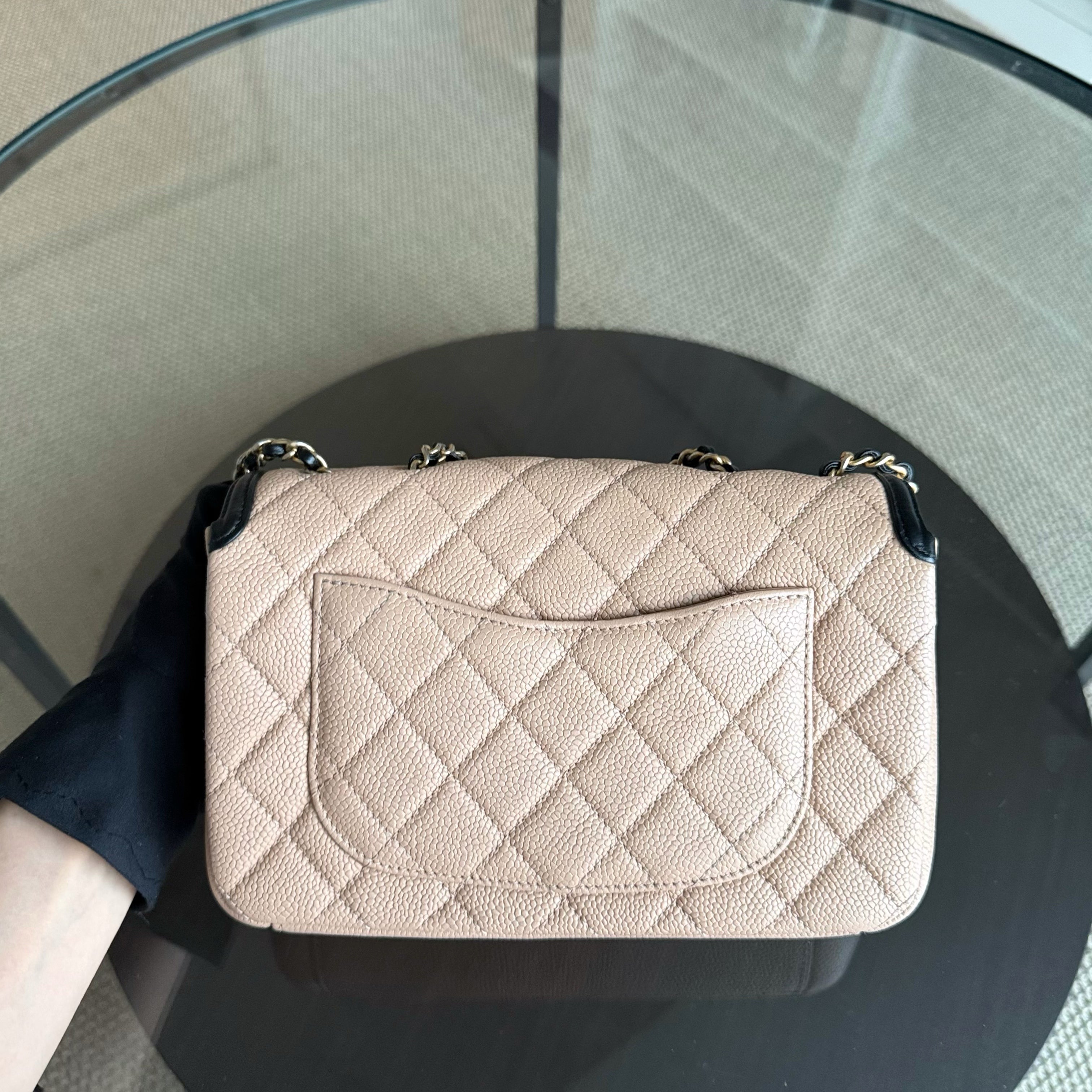 Chanel Filigree Flap Small - Caviar Quilted Black Beige Gold Hardware Series 24