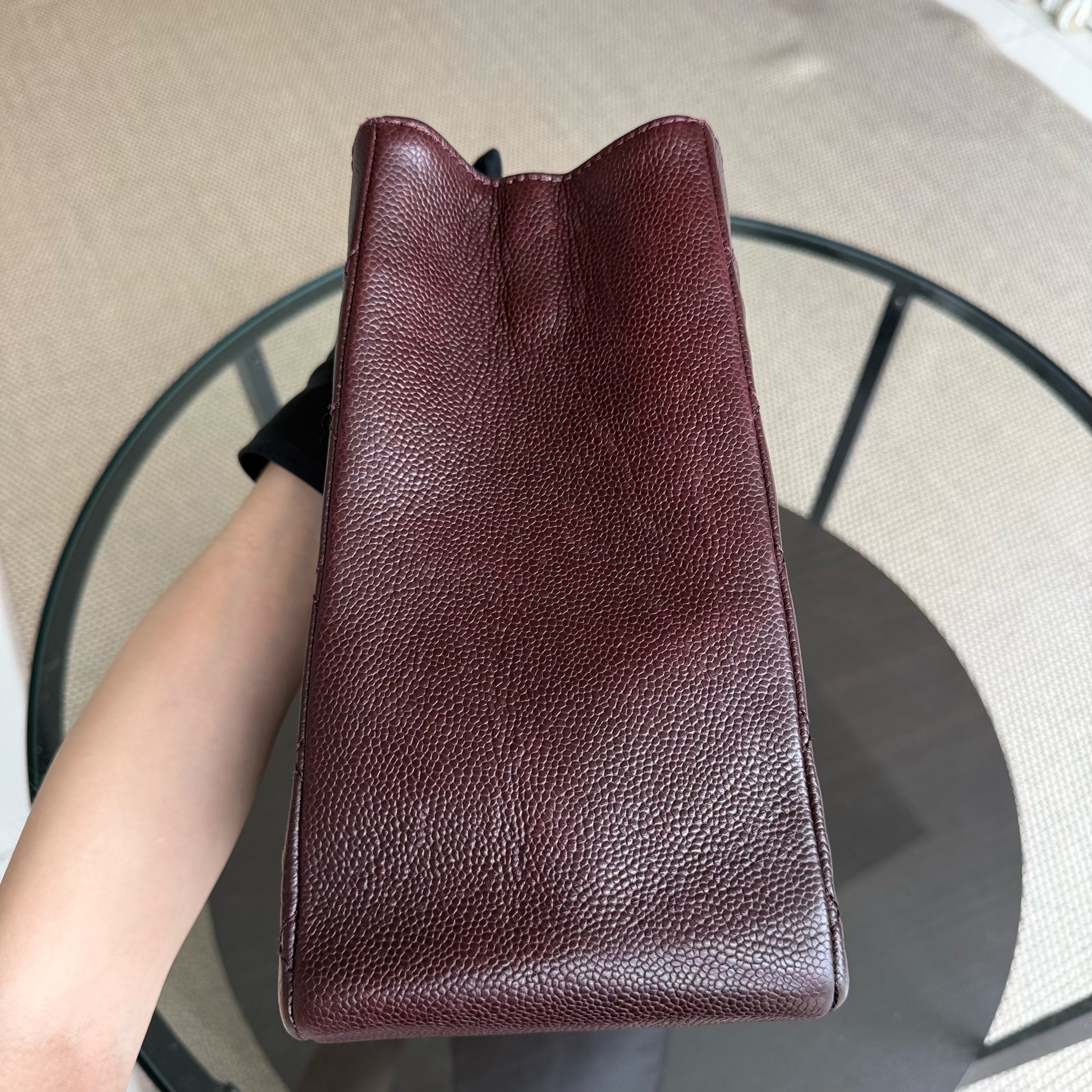 Chanel GST Grand Shopping Tote  - Caviar Quilted Burgundy Grained Calfskin Silver Hardware Series 11