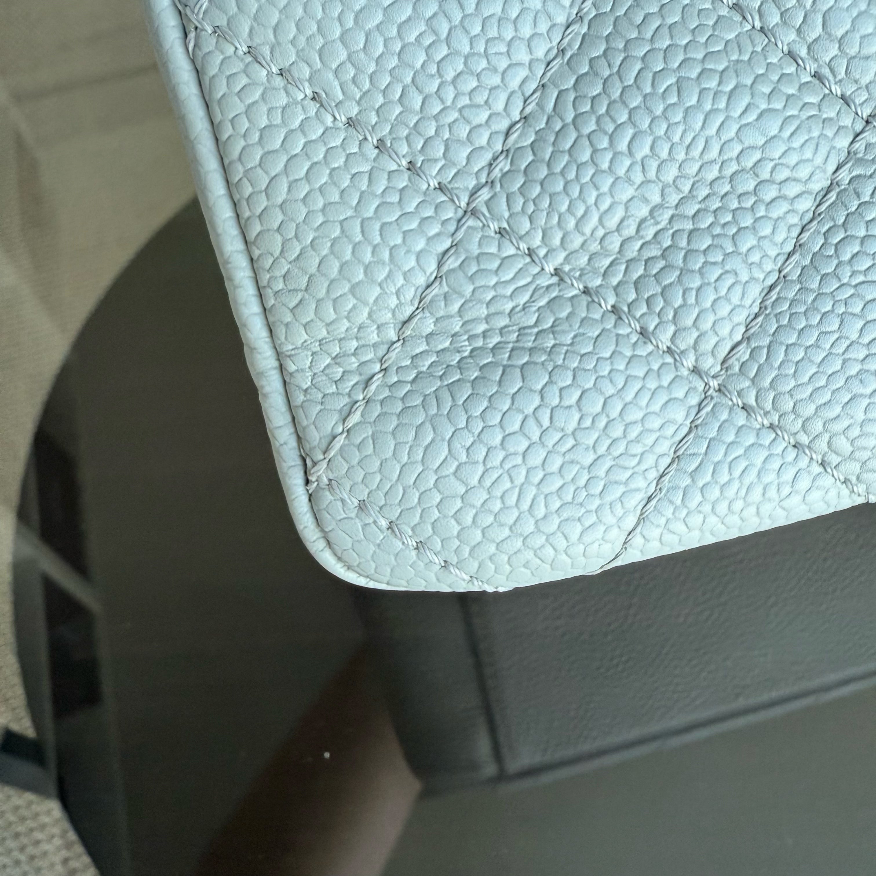 Chanel PST Petite Shopping Tote - Caviar Quilted Light Mint Cyan Silver Hardware