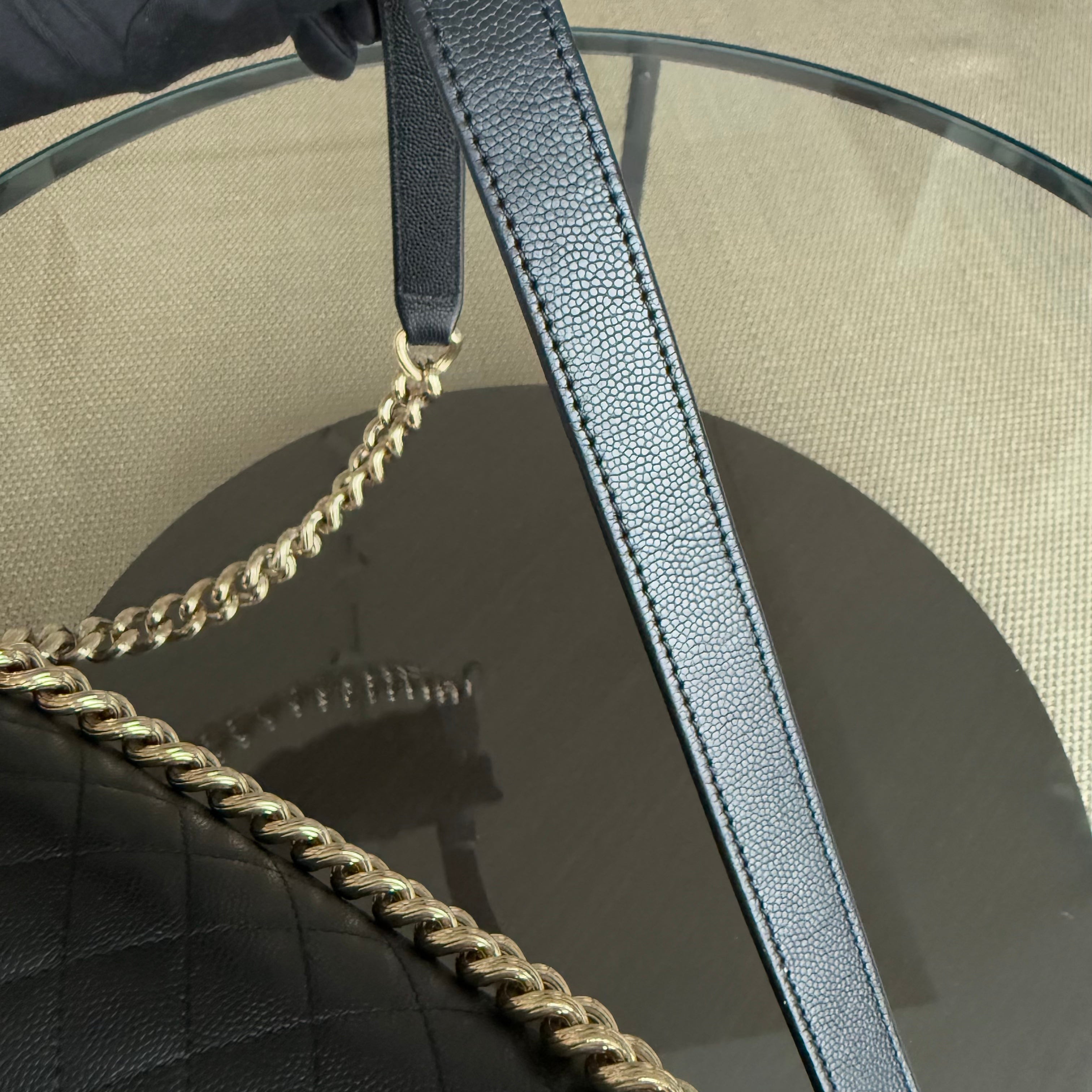 Chanel Boy New Medium - Caviar 28CM Quilted Black Gold Hardware Series 23
