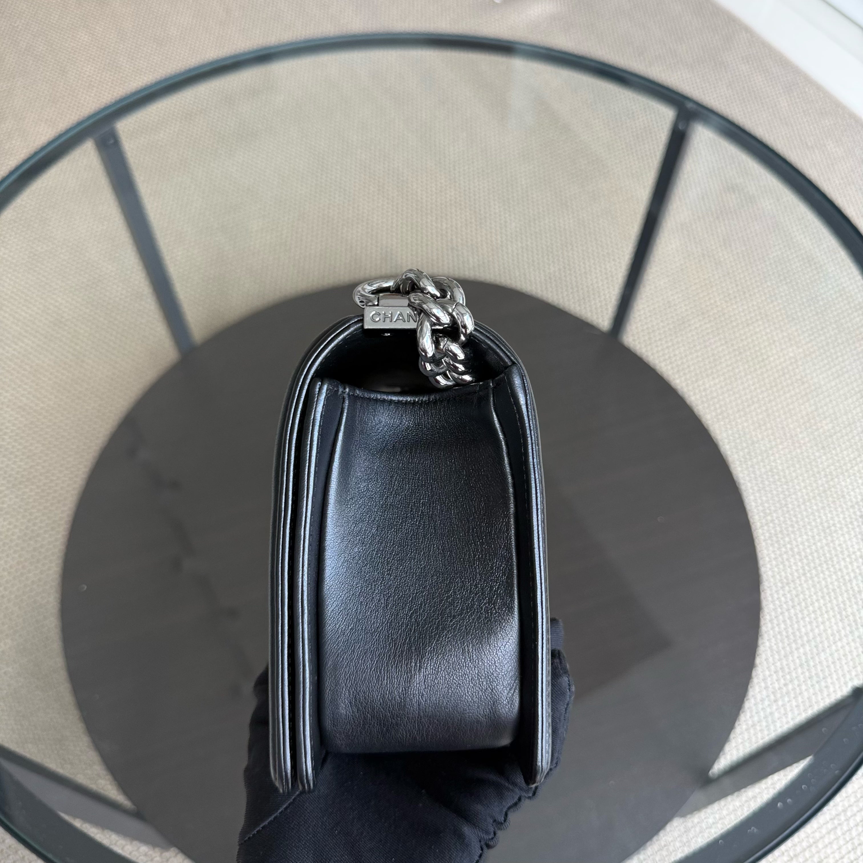Chanel Boy Medium - 25CM Quilted Calfskin Black Dark Silver Hardware Series 25