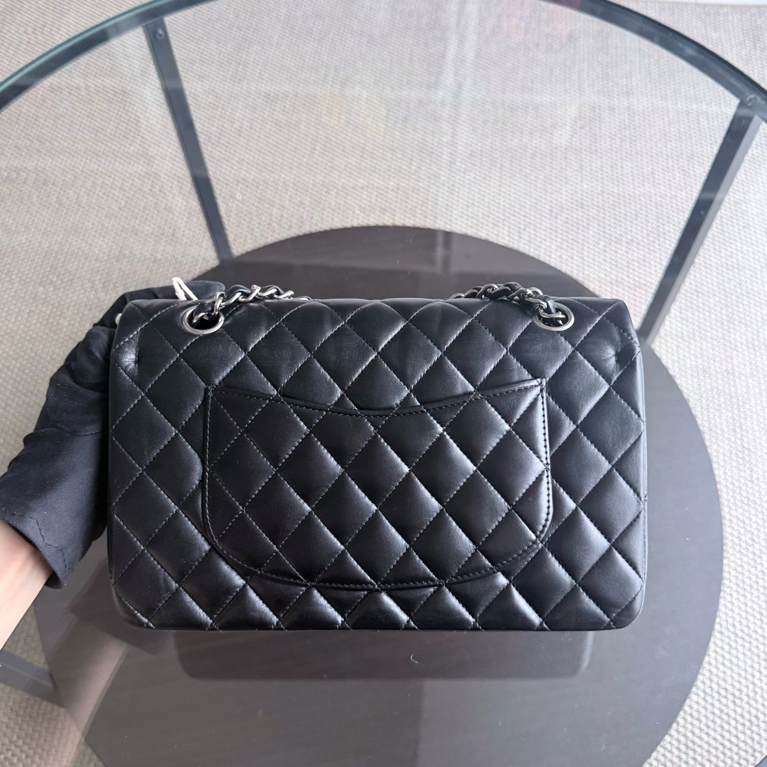 Chanel Classic Flap Medium - 25CM Quilted Lambskin Black Silver Hardware Series 12