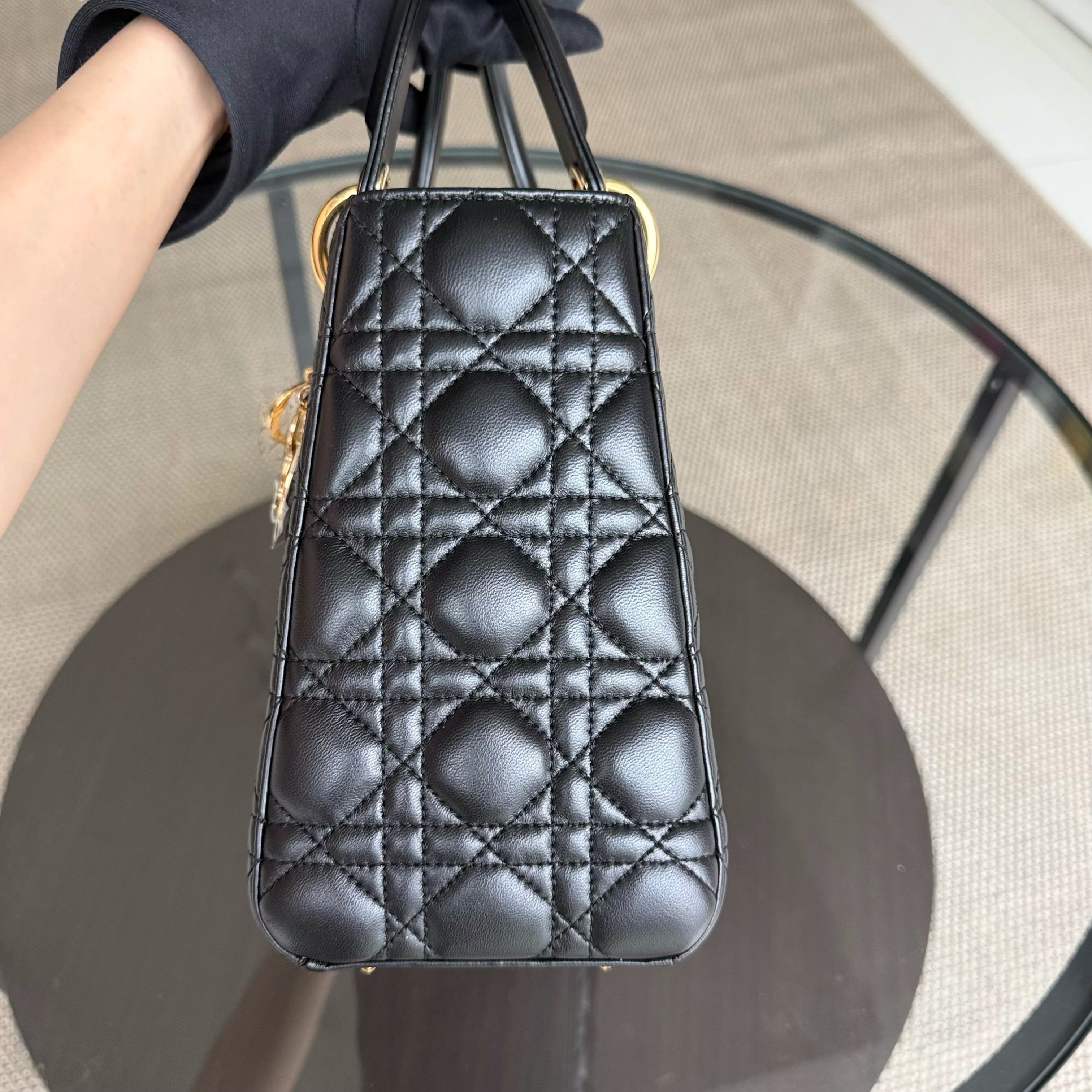 Dior Lady Medium - Canange Lambskin Black Gold Hardware