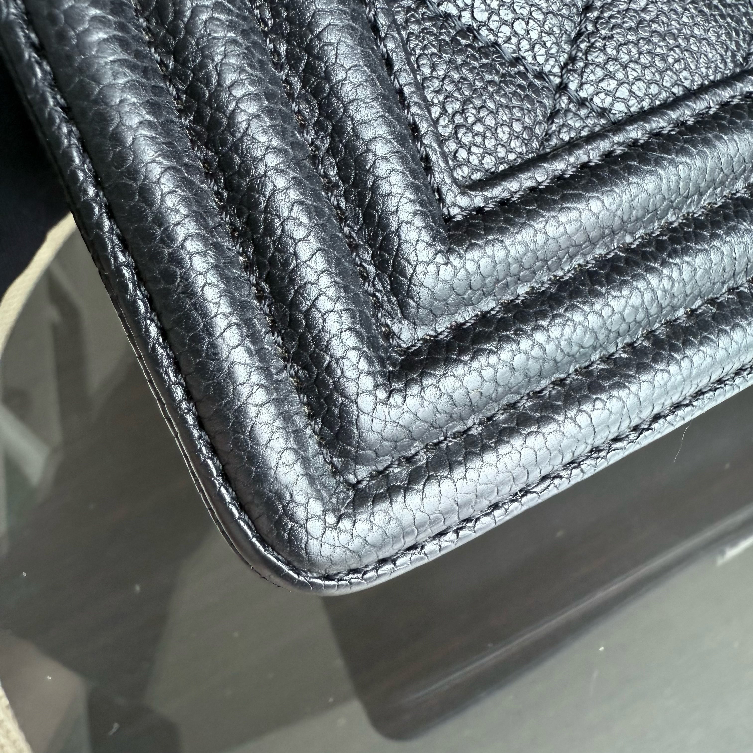 Chanel Boy Medium - Caviar 25CM Quilted Black Ruthenium Silver Hardware Series 23