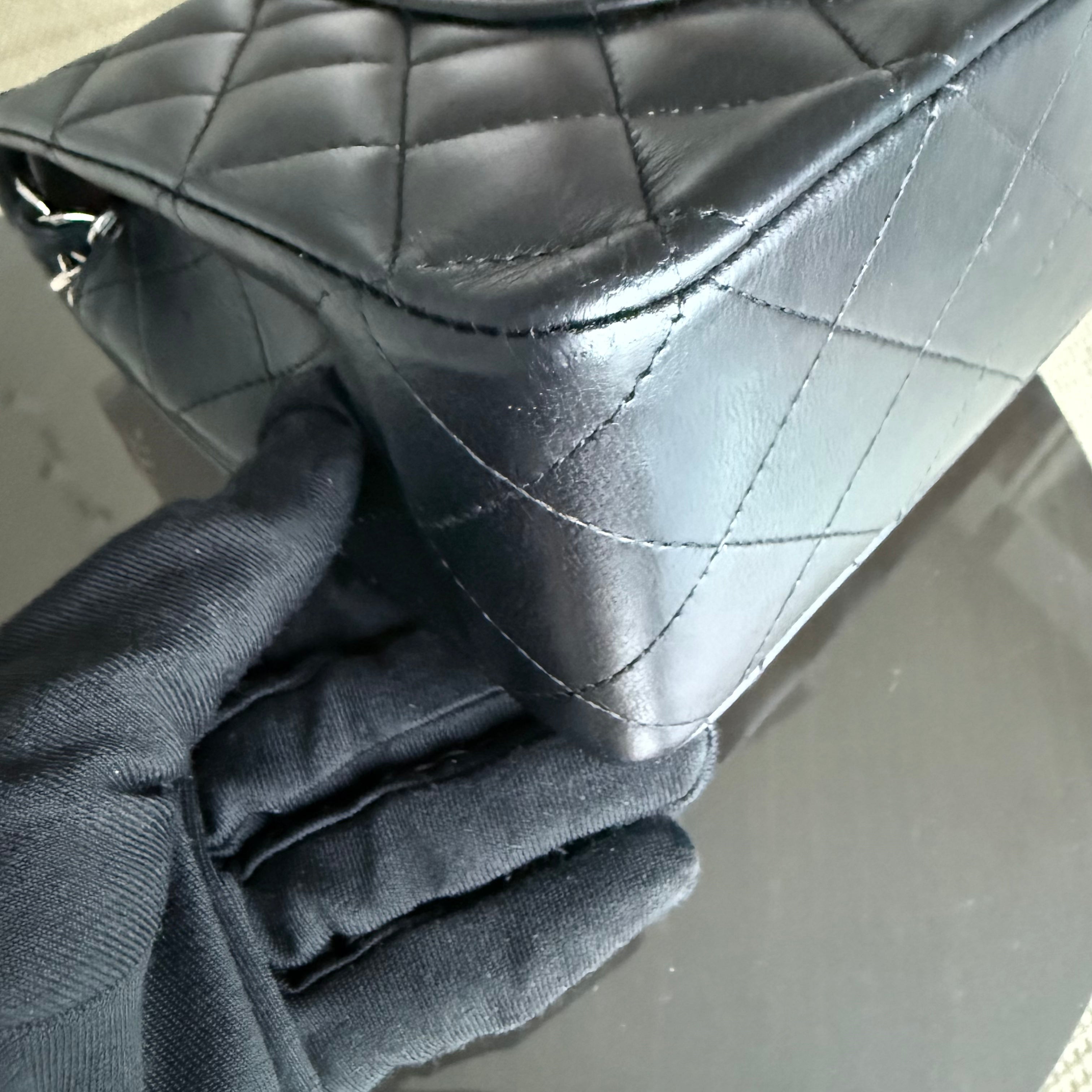 Chanel Classic Flap Medium - 25CM Quilted Lamsbkin Black Silver Hardware Series 10