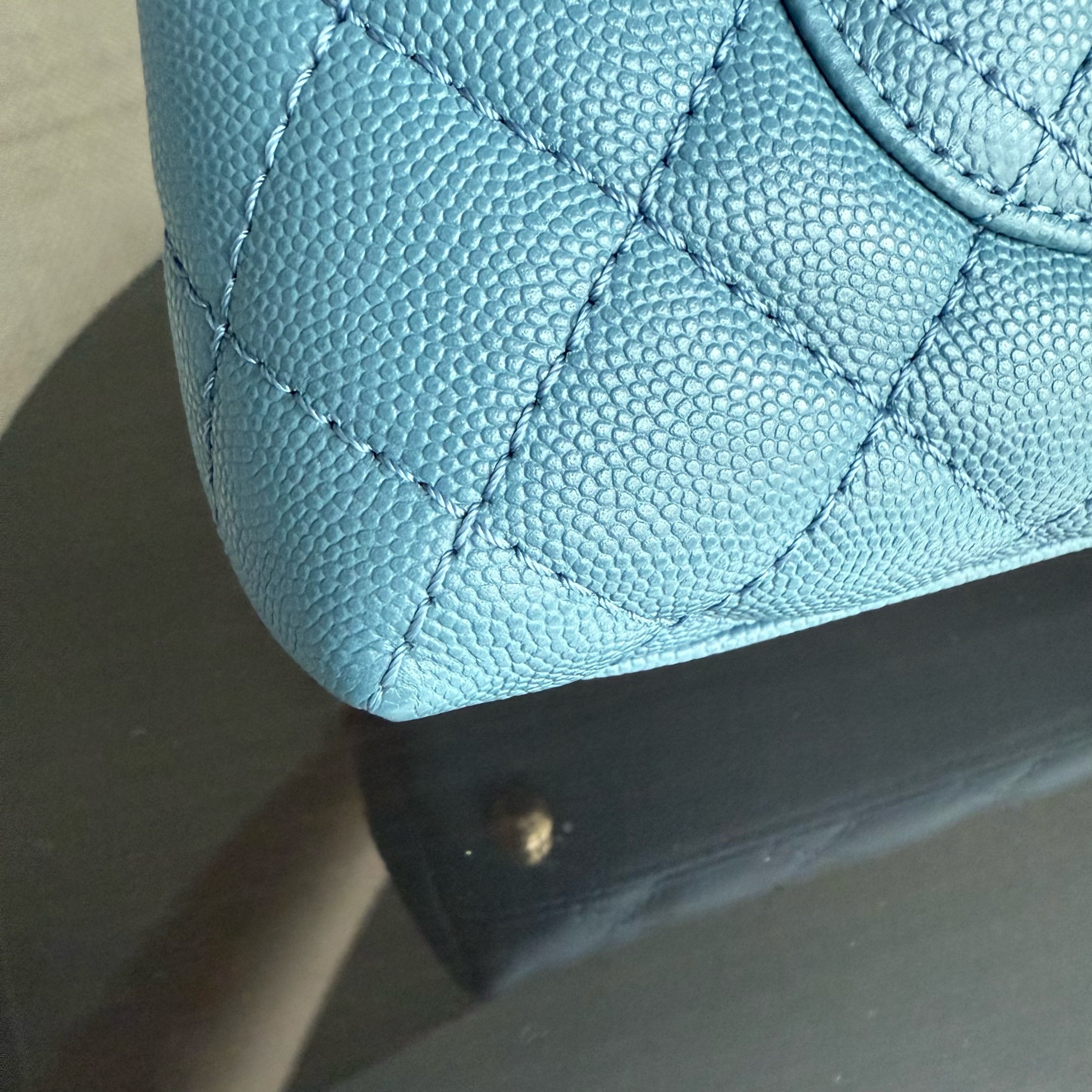 Chanel Coco Handle Small - Caviar 25CM Quilted Blue Gold Hardware Series 25