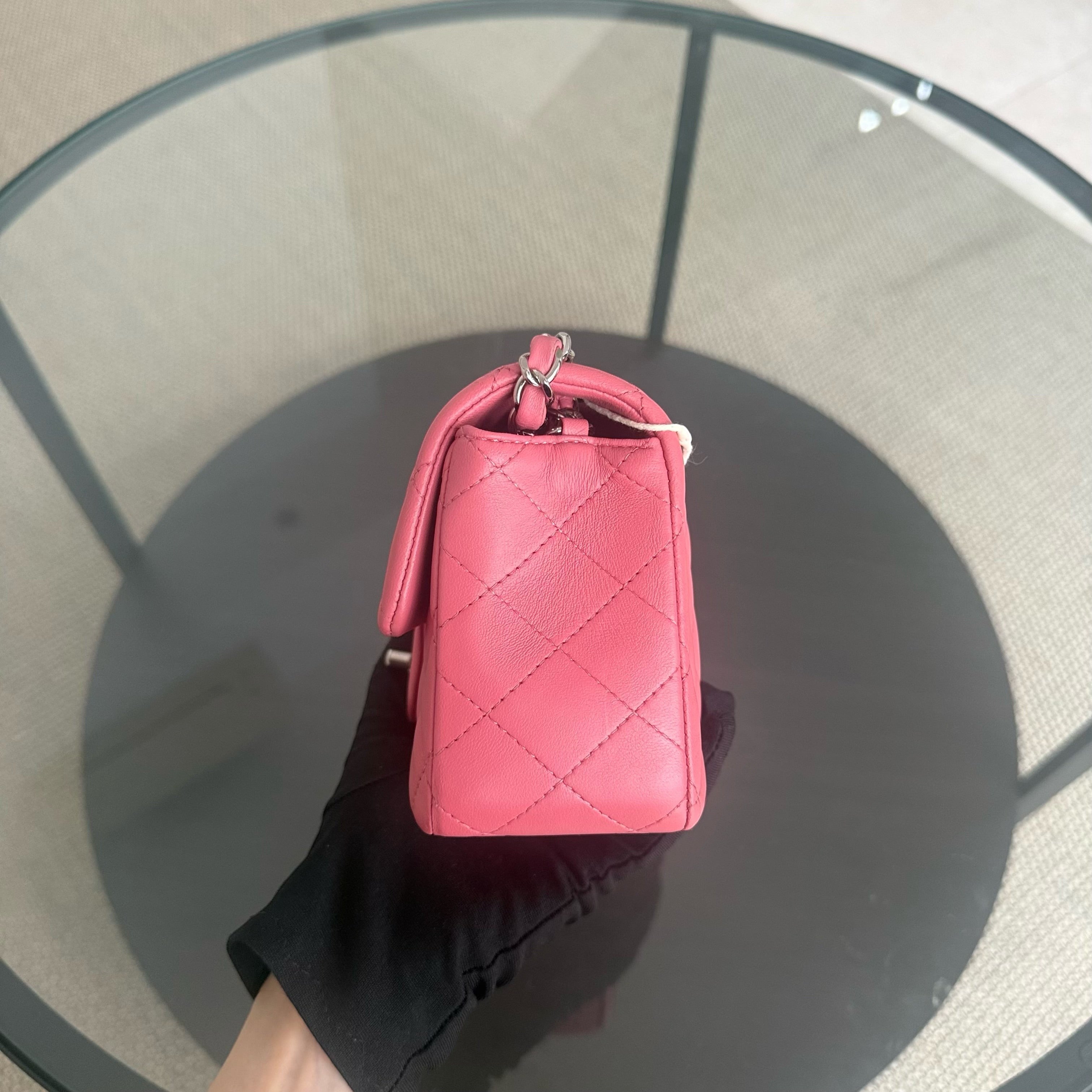 Chanel Classic Flap Mini - 20CM Quilted Lambskin Pink Silver Hardware Series 28
