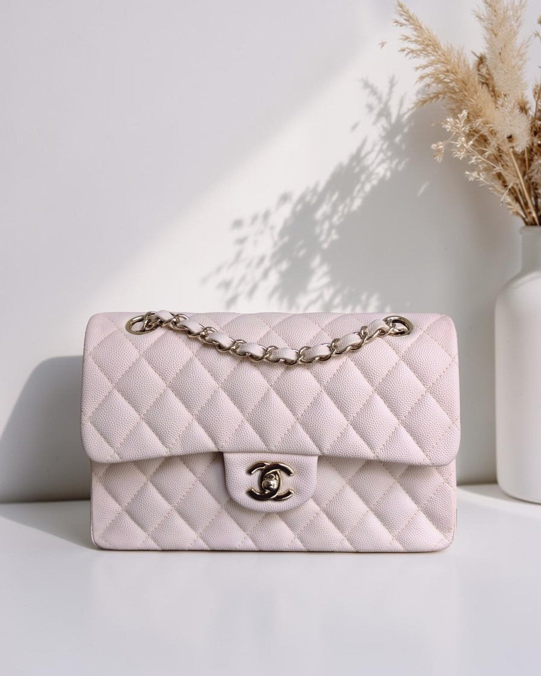 Chanel Classic Flap Small - Caviar 23CM Quilted Light Pink Light Gold Hardware Series 29