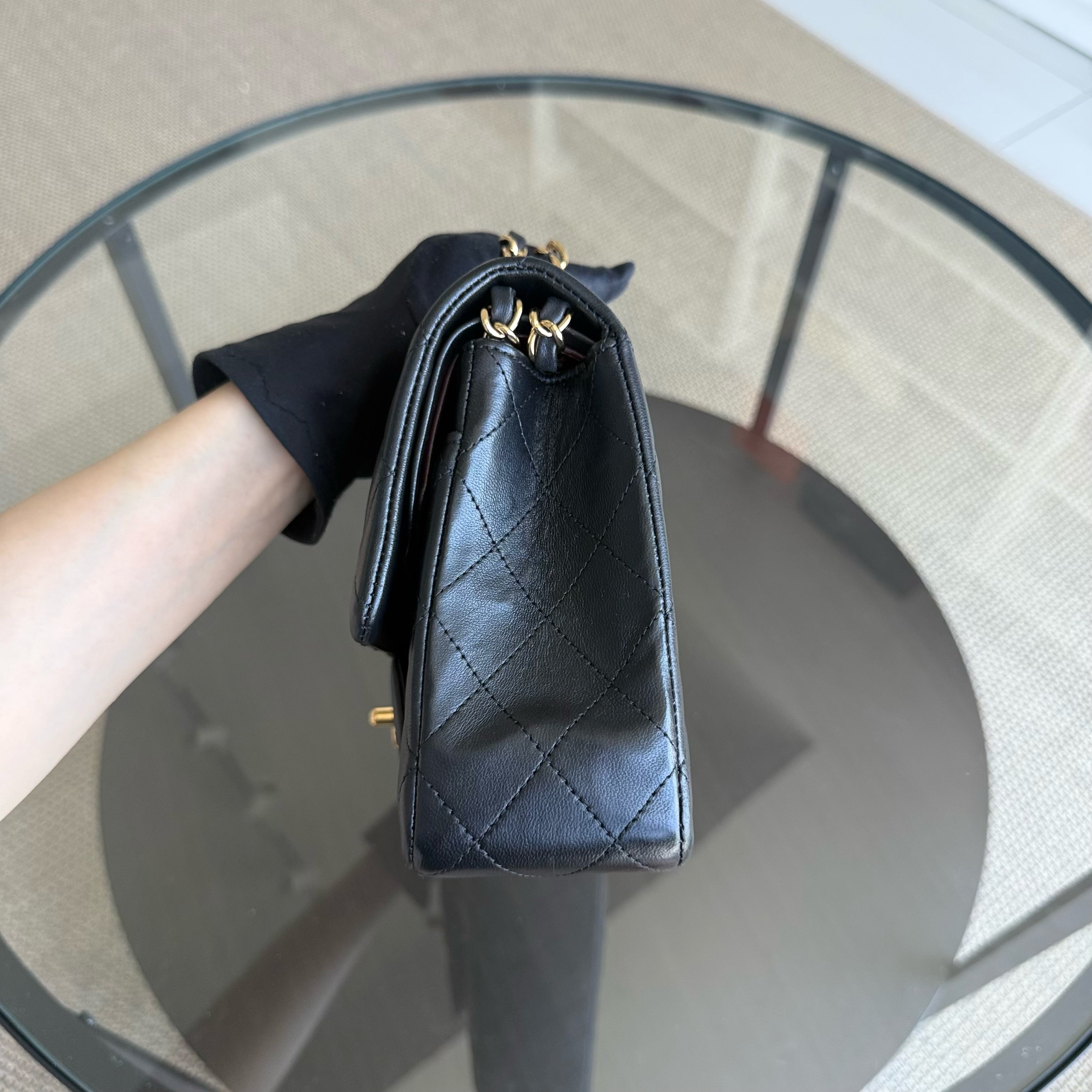 Chanel Classic Flap Medium - 25CM Quilted Lambskin Black Gold Hardware Sereis 15