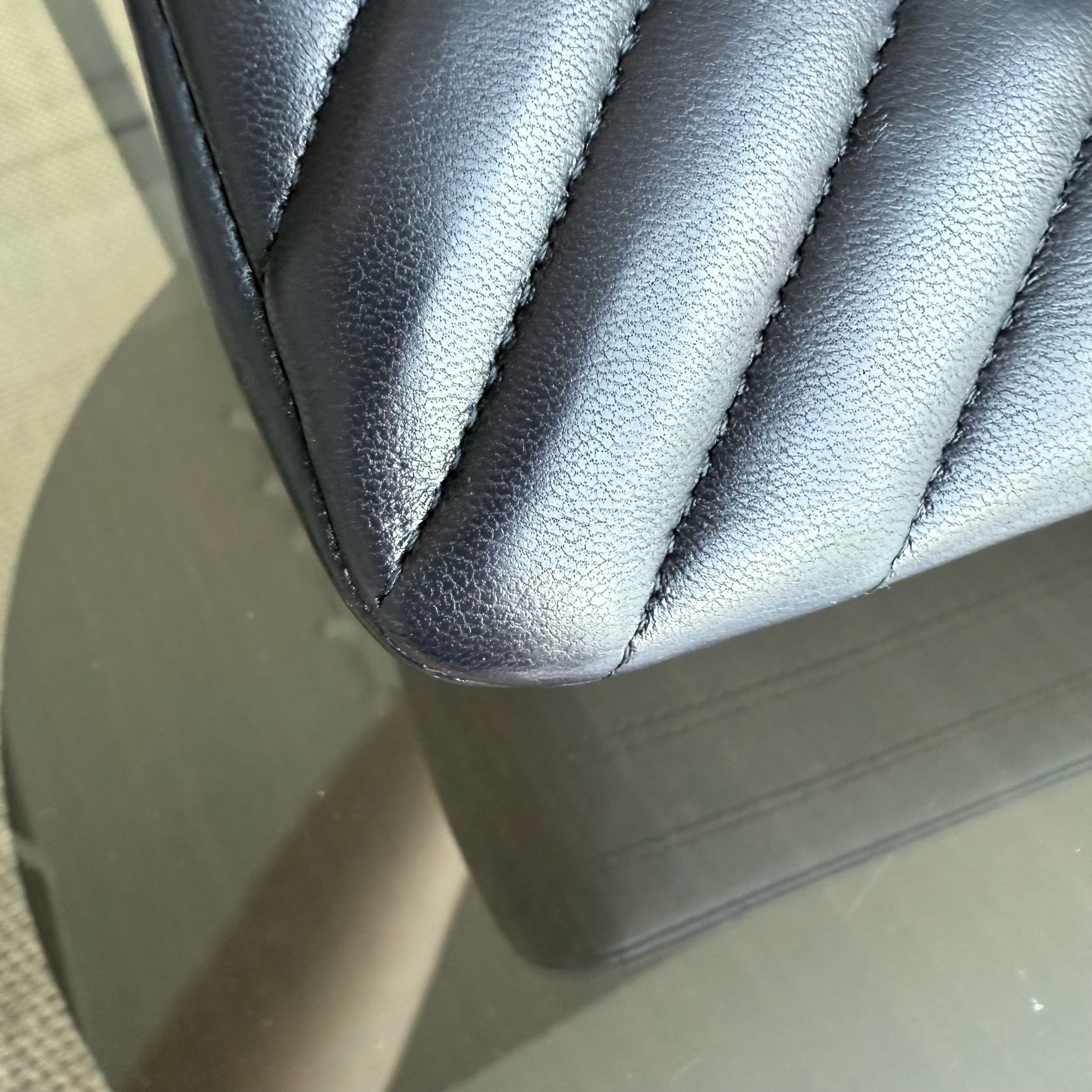 Chanel Classic Flap Medium - 25CM Chevron Lambskin Midnight Dark Blue Silver Hardware Series 25