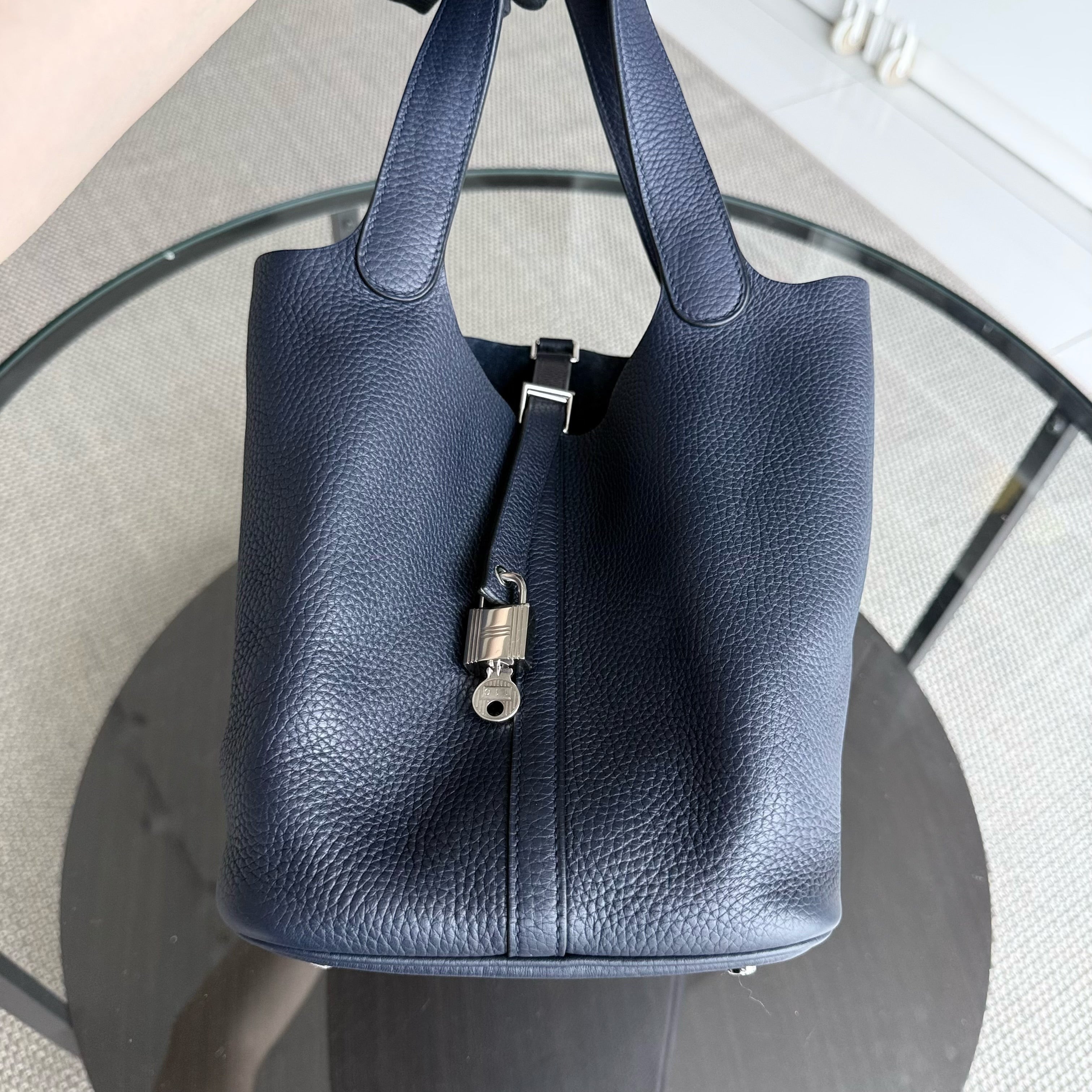Hermes Picotin 22 - Midnight Blue Clemence Leather Silver Hardware Stamp X