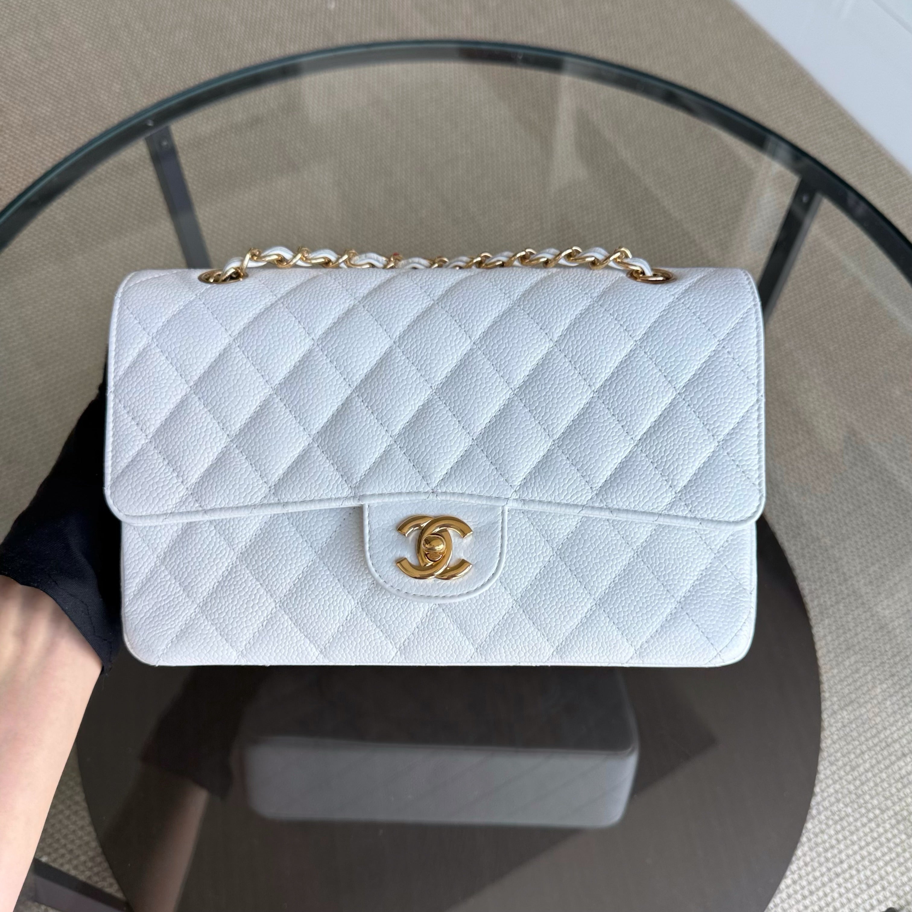 Chanel Classic Flap Medium - Caviar Quilted Grained Calfskin White Gold Hardware Series 14