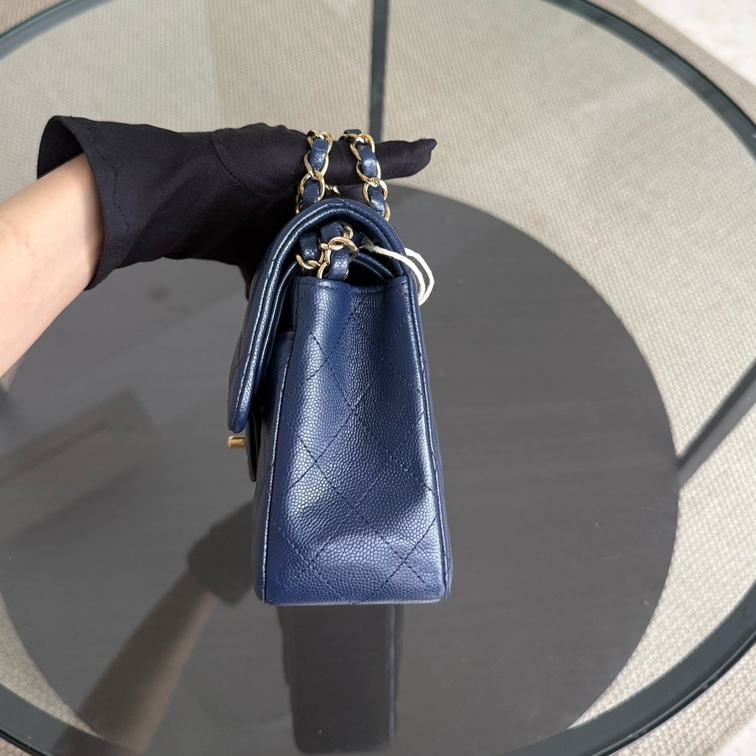 Chanel Classic Flap Small - Caviar 23CM Quilted Dark Blue Gold Hardware Series 24
