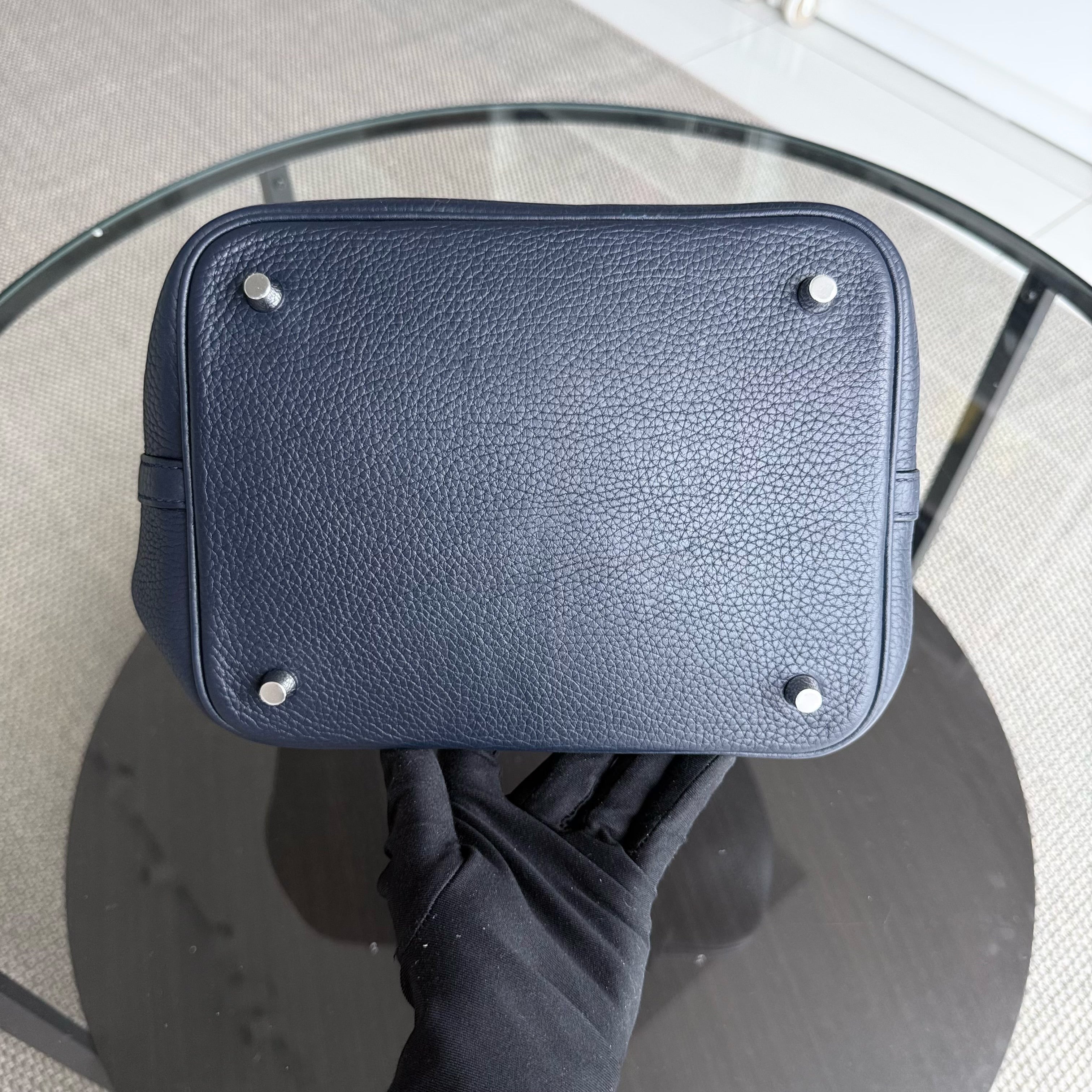 Hermes Picotin 22 - Midnight Blue Clemence Leather Silver Hardware Stamp X