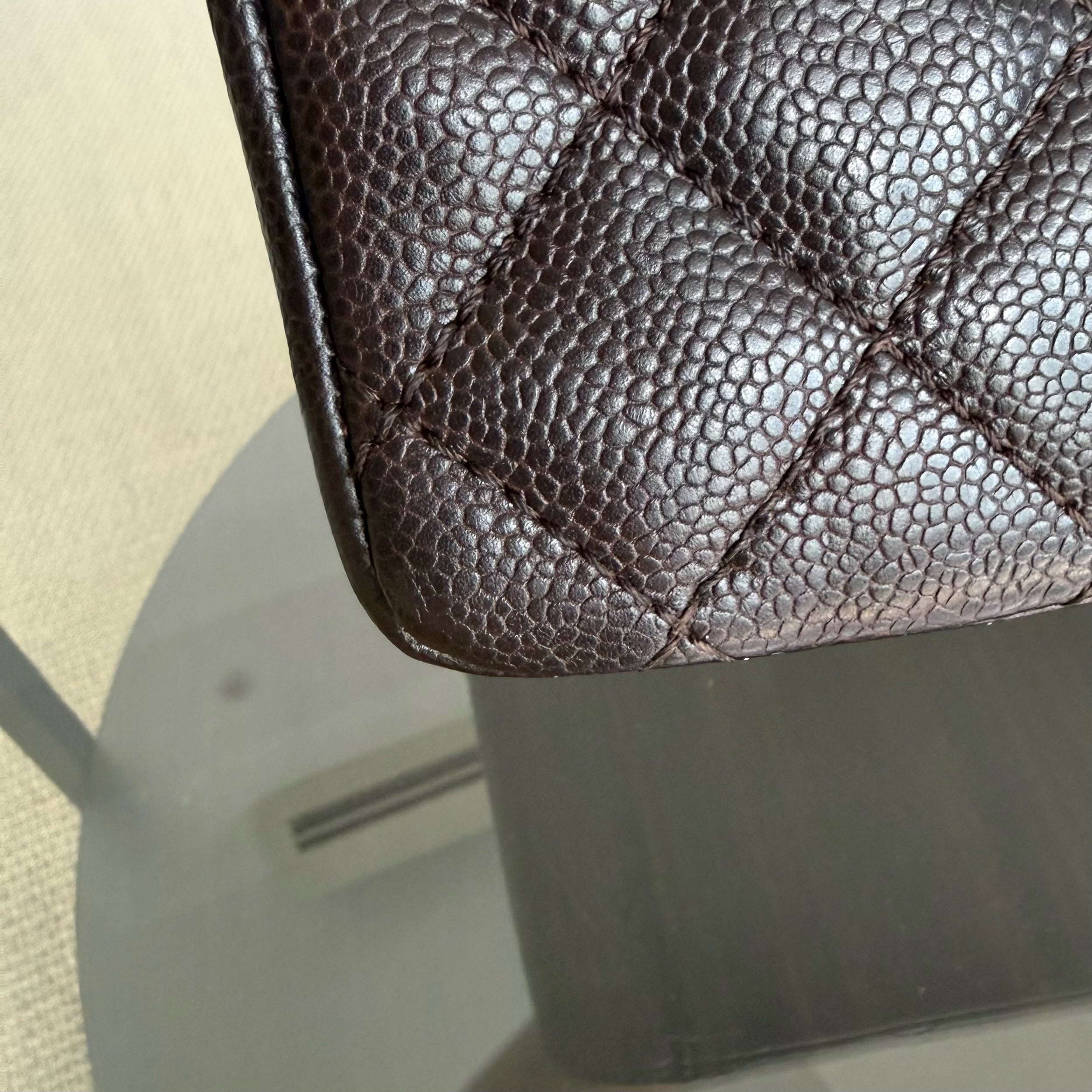 Chanel GST Grand Shopping Tote - Dark Maroon Caviar Quilted Silver Hardware Series 11