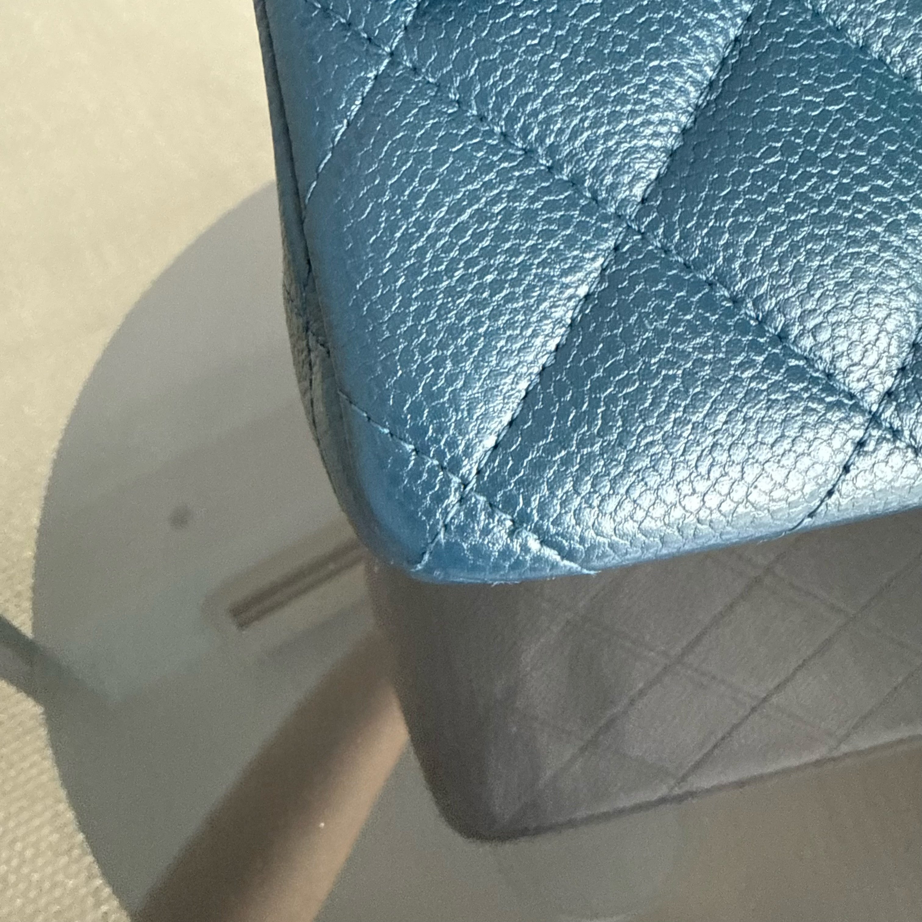 Chanel Classic Flap Jumbo - Caviar 30CM Double Flap Quilted Blue Silver Hardware& Chanel 2.55 Reissue Chevron Gray Grey Gold Hardware
