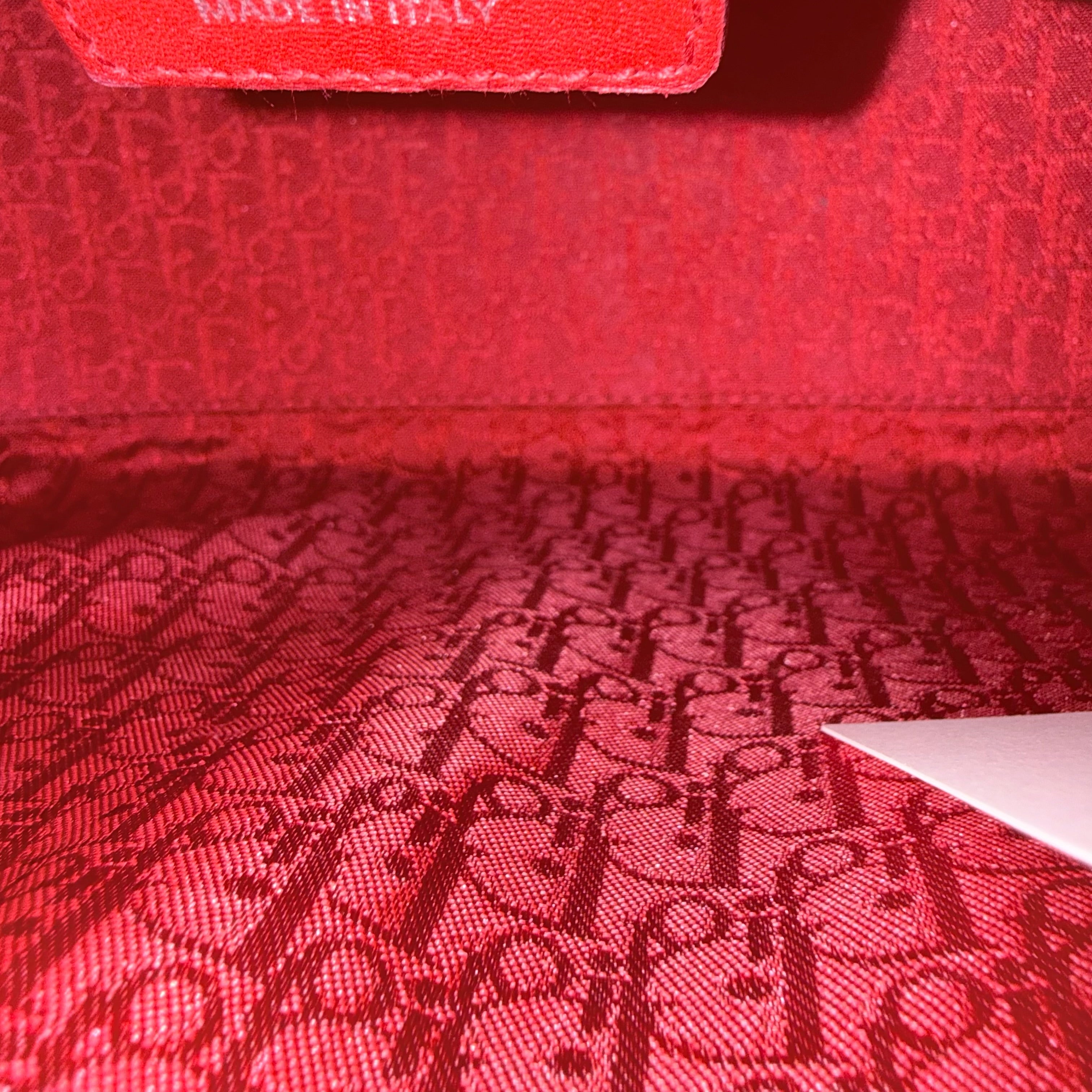 Dior Lady Medium - Cannage Lambskin Red Silver Hardware