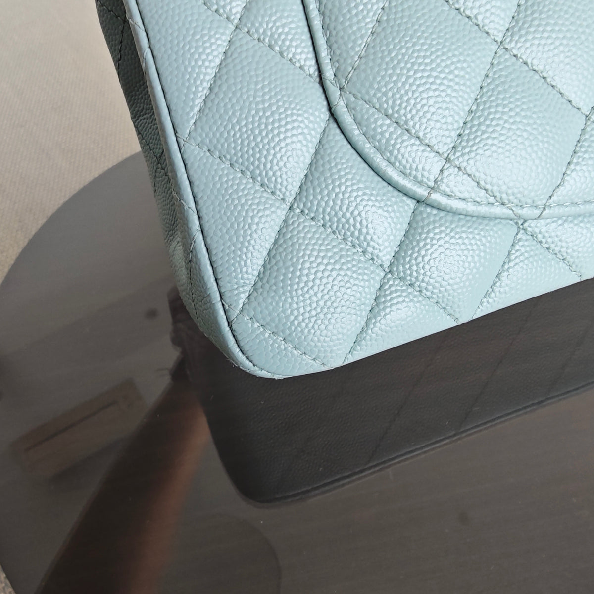 Chanel Classic Flap Small - Caviar 23CM Quilted Baby Blue Light Gold Hardware Microchip