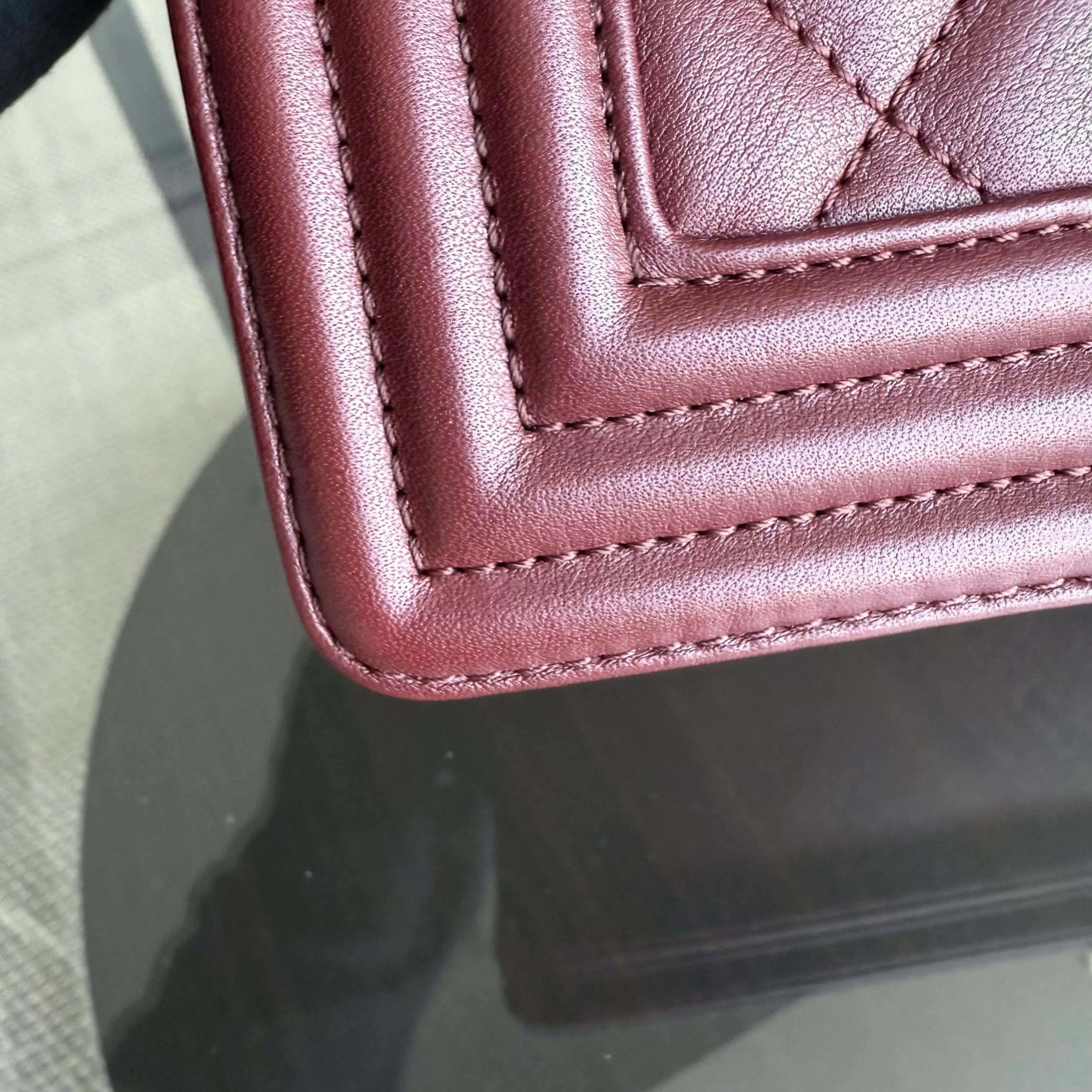 Chanel Boy Medium - 25CM Quilted Calfskin Burgundy Red Gold Hardware Series 23