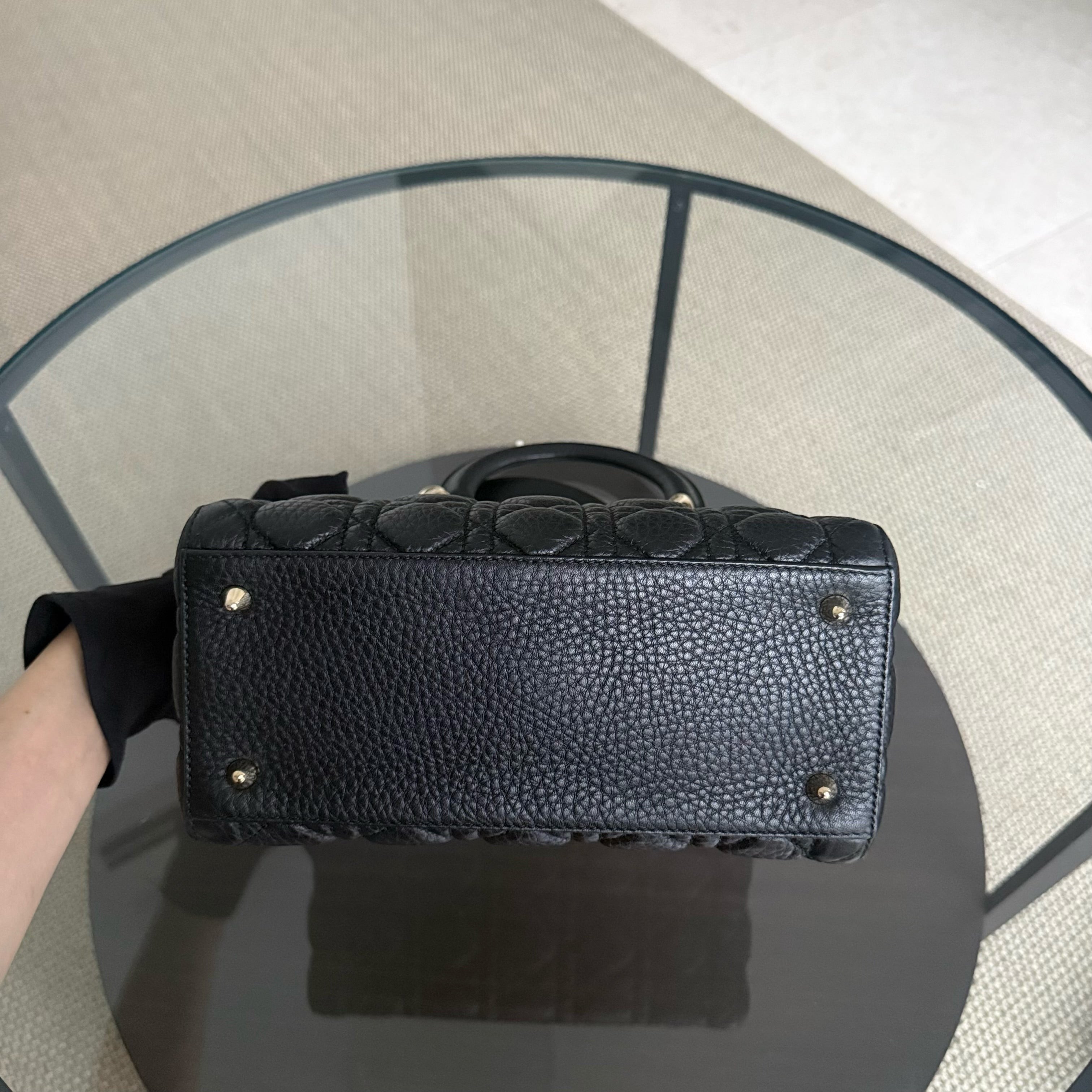 Dior Lady Medium Flap - Cannage Calfskin Black Gold Hardware No Strap