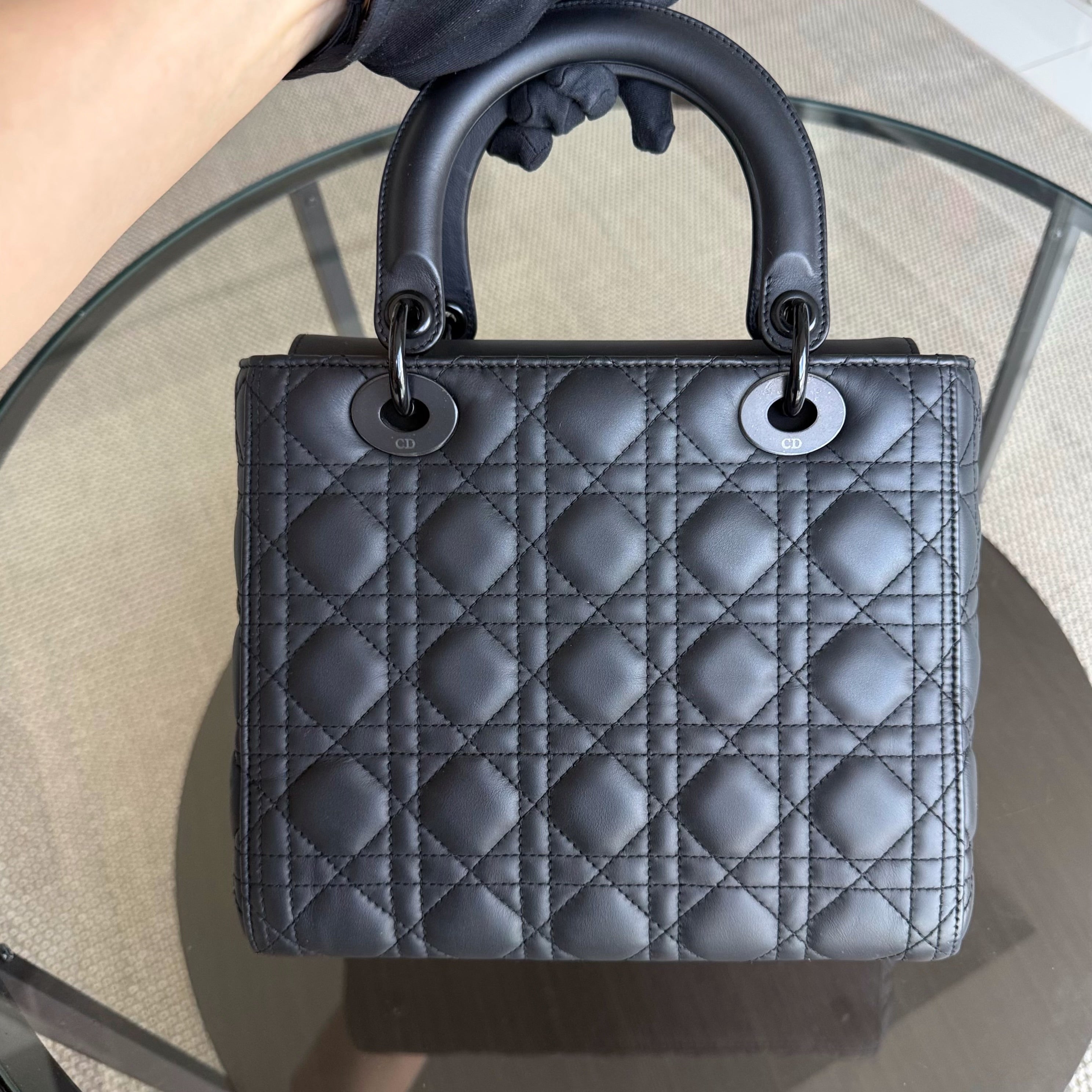 *Flap Open* Dior Lady Medium - Calfskin So Black Black Hardware NO STRAP