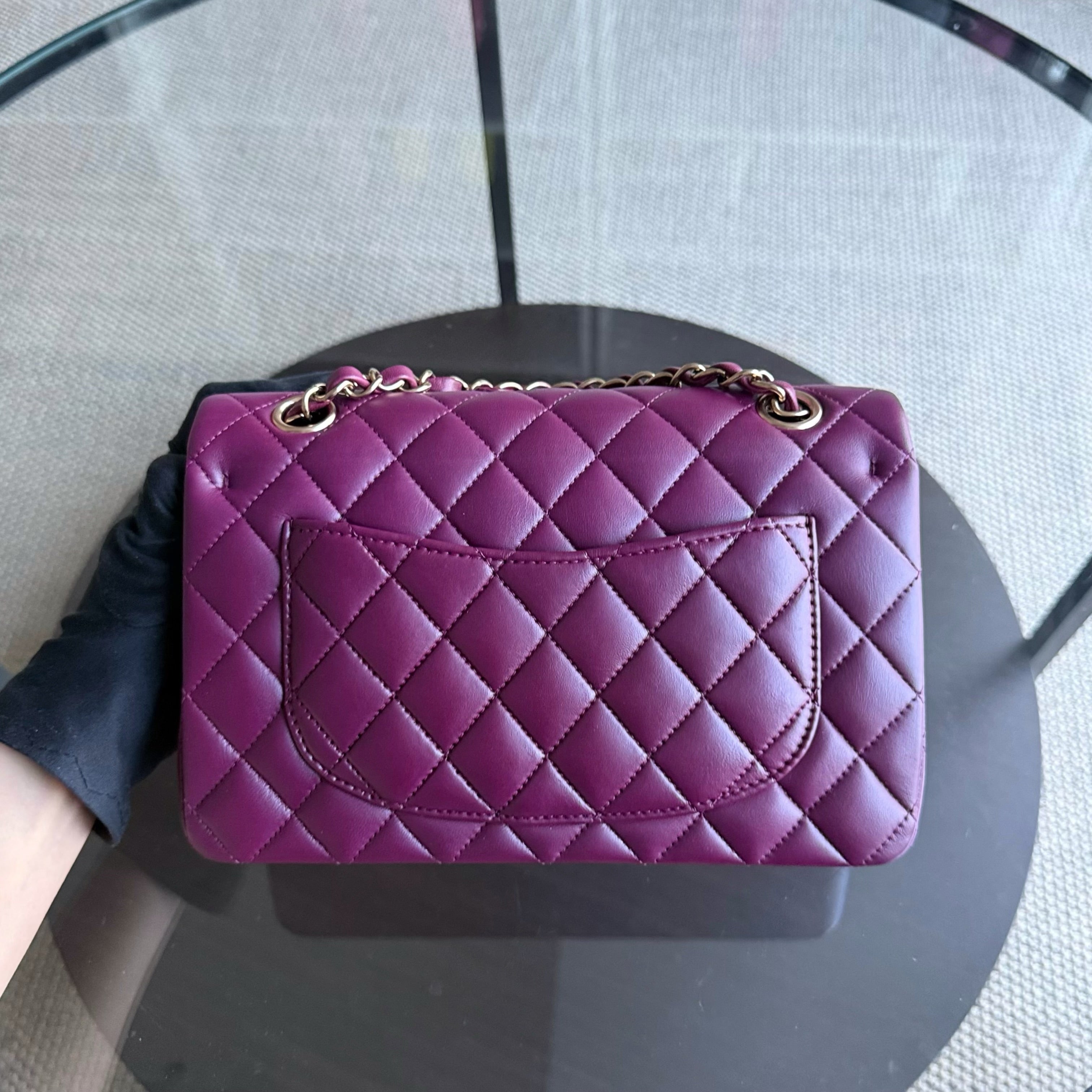 Chanel Classic Flap Small - Lambskin 23CM Quilted Purple Gold Hardware Microchip