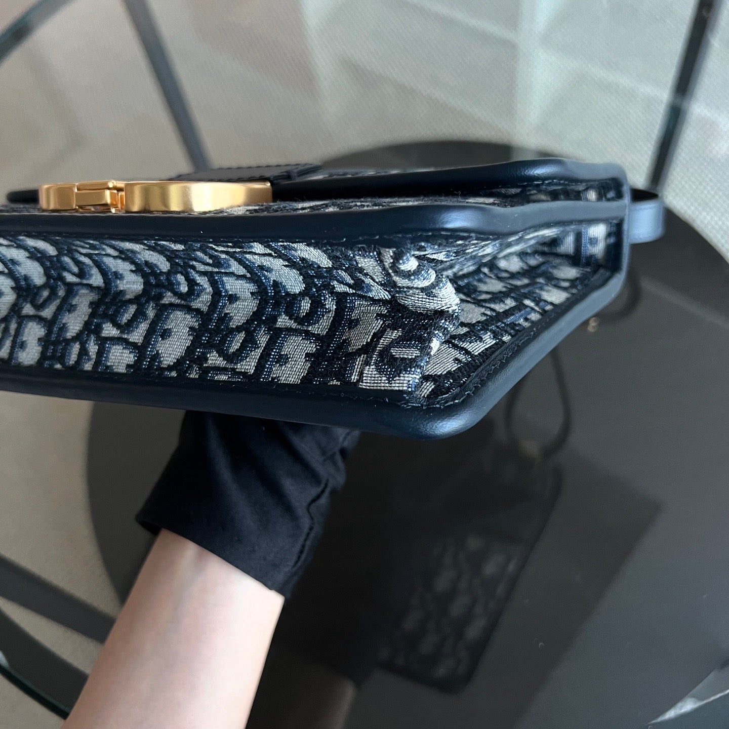 Dior Montaigne 30 - Medium Oblique Canvas Blue Shoulder Bag Golden Hardware
