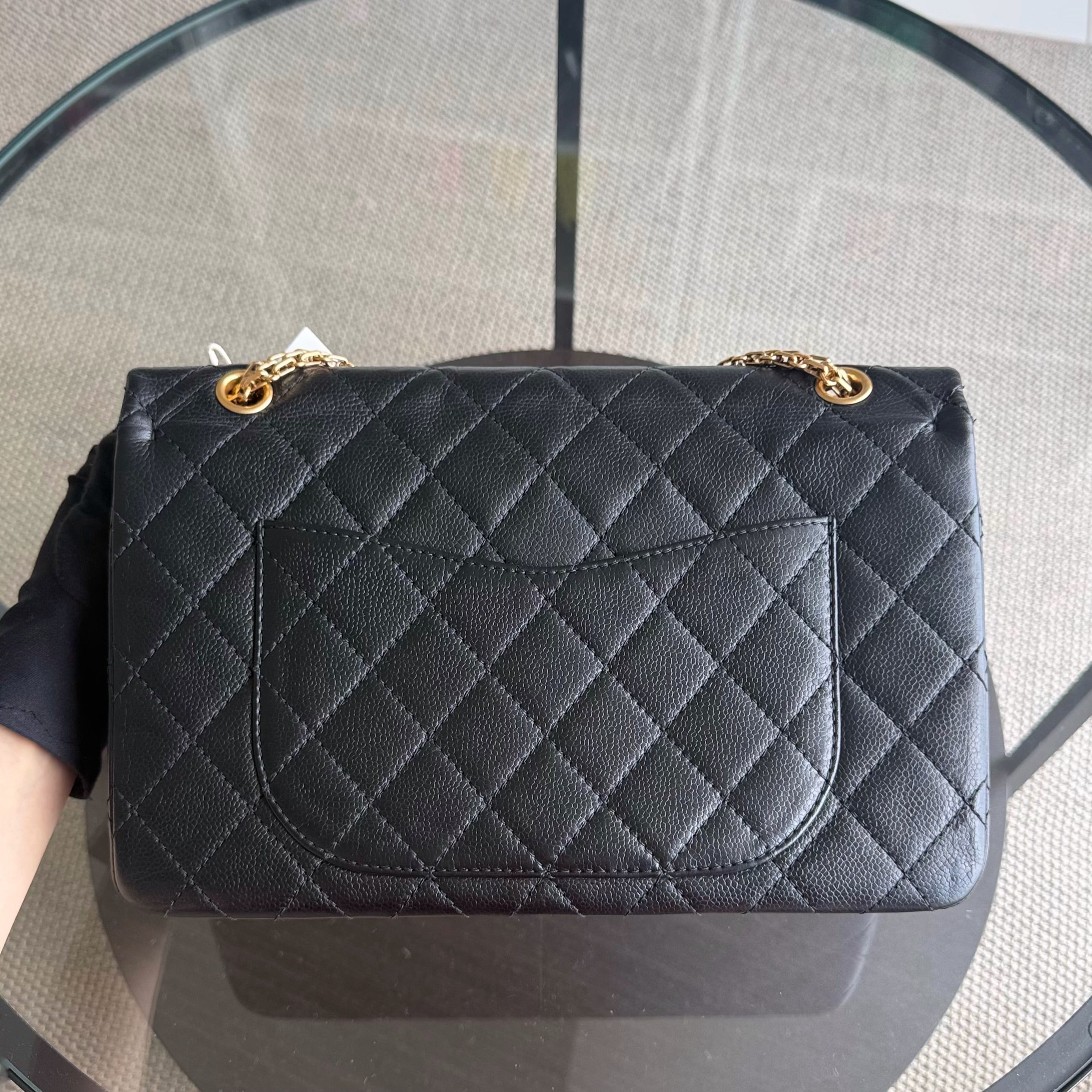 Chanel 2.55 Reissue 227 - Caviar Quilted Black Aged Gold Hardware Series 18