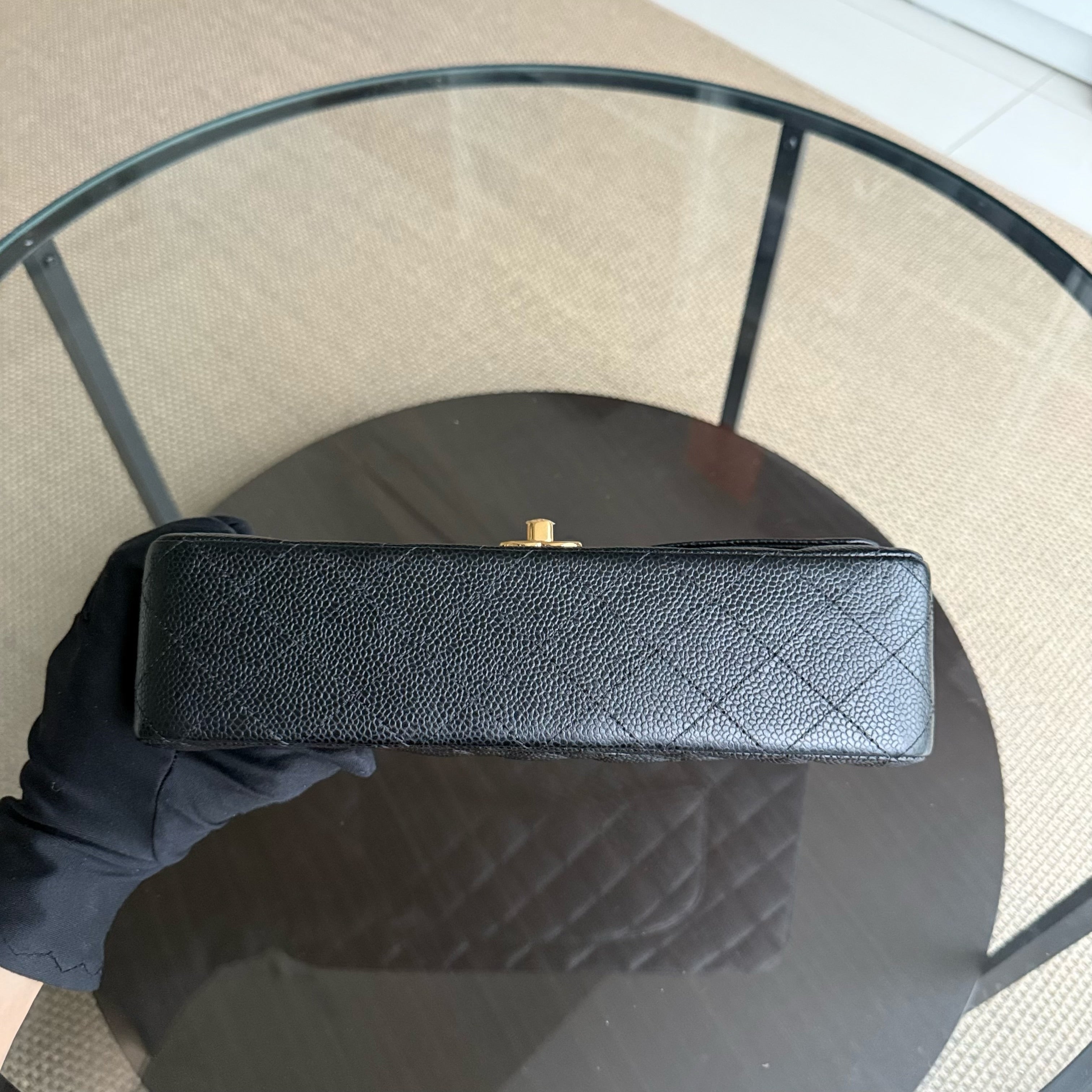 Chanel Classic Flap Medium - Caviar 25CM Quilted Grained Calfskin Black Gold Hardware Series 26