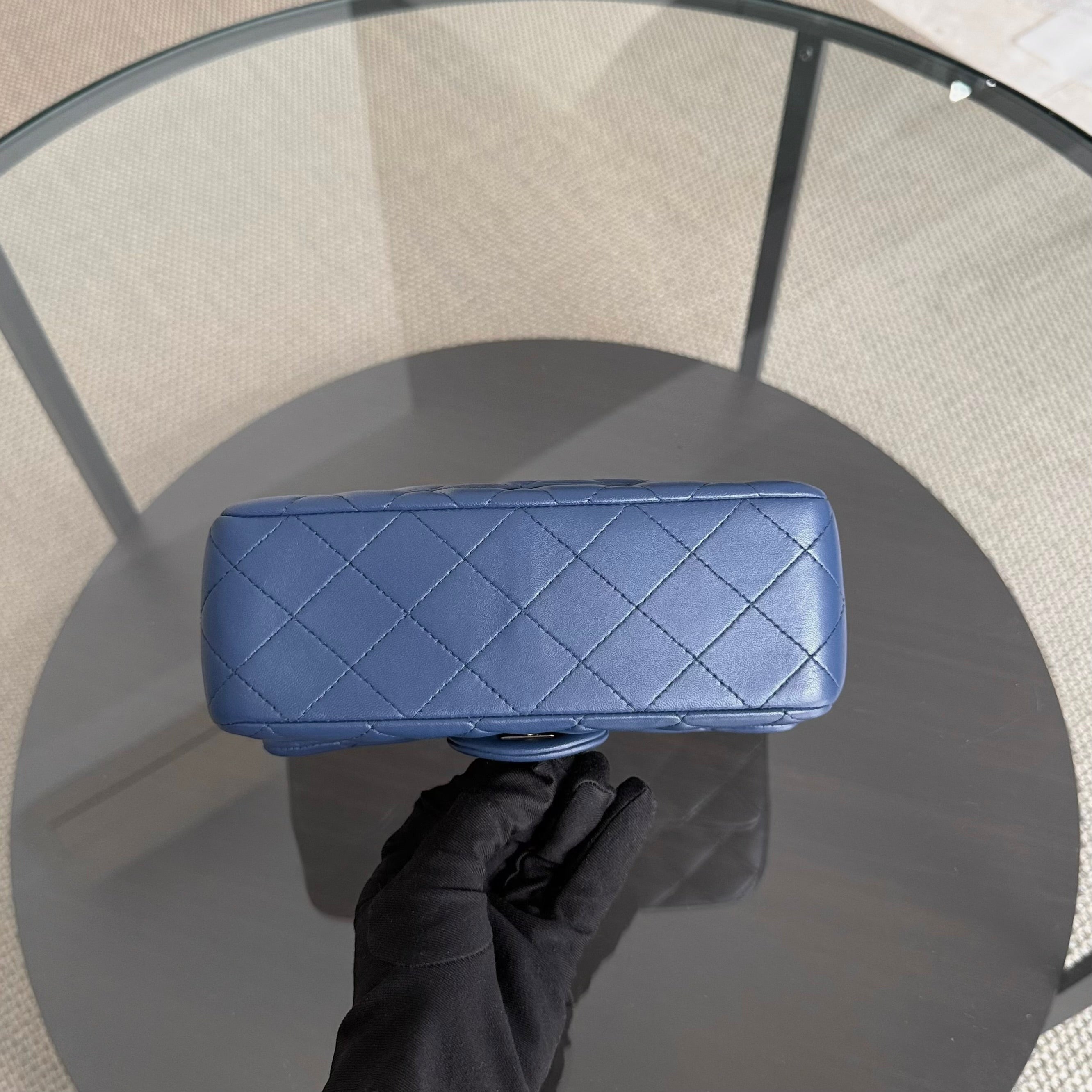 Chanel Mini Rectangle Classic Flap - 20CM Lamskin Quilted Blue Gold Hardware Series 25