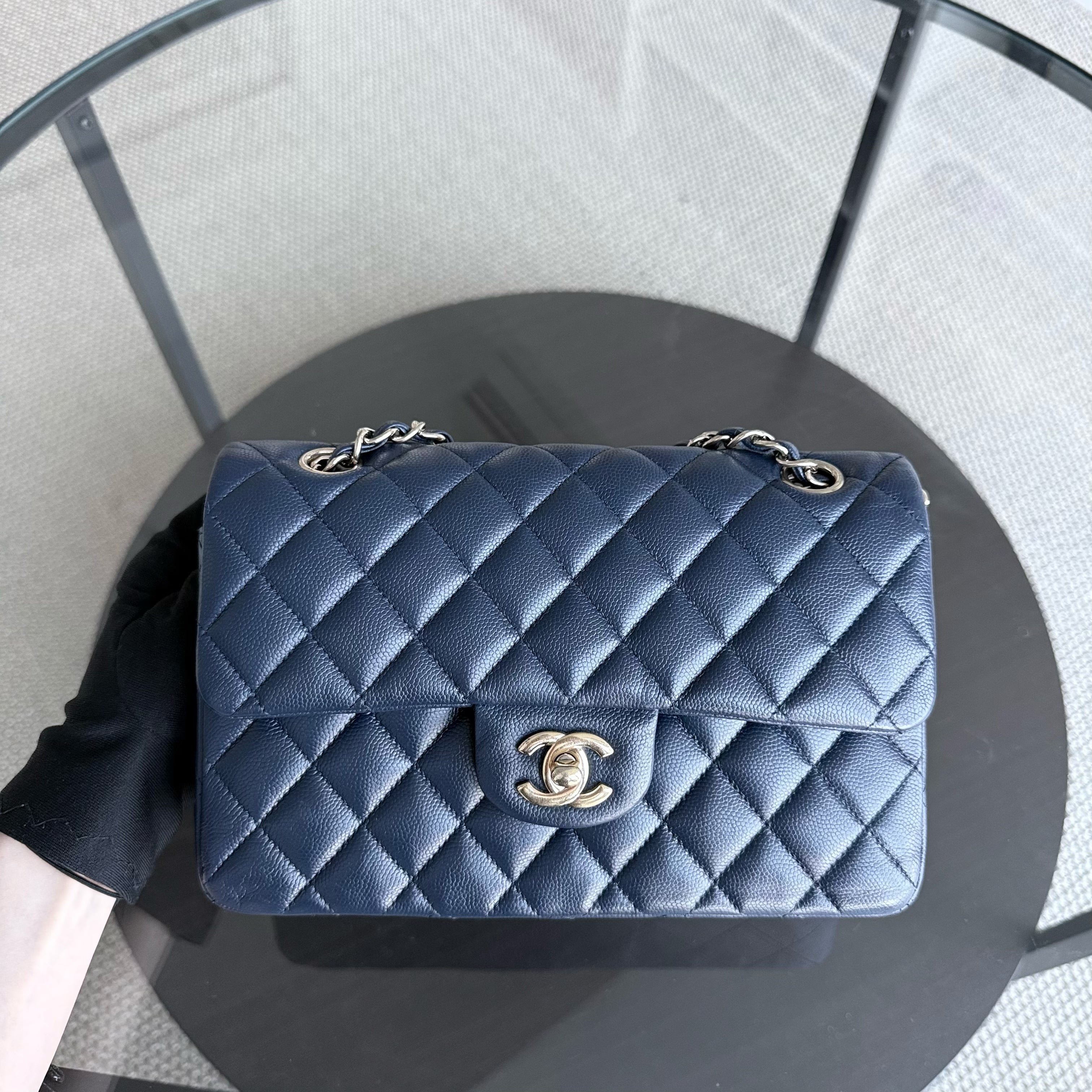 Chanel Classic Flap Small - Caviar 23CM Quilted Dark Blue Gold Hardware Series 24