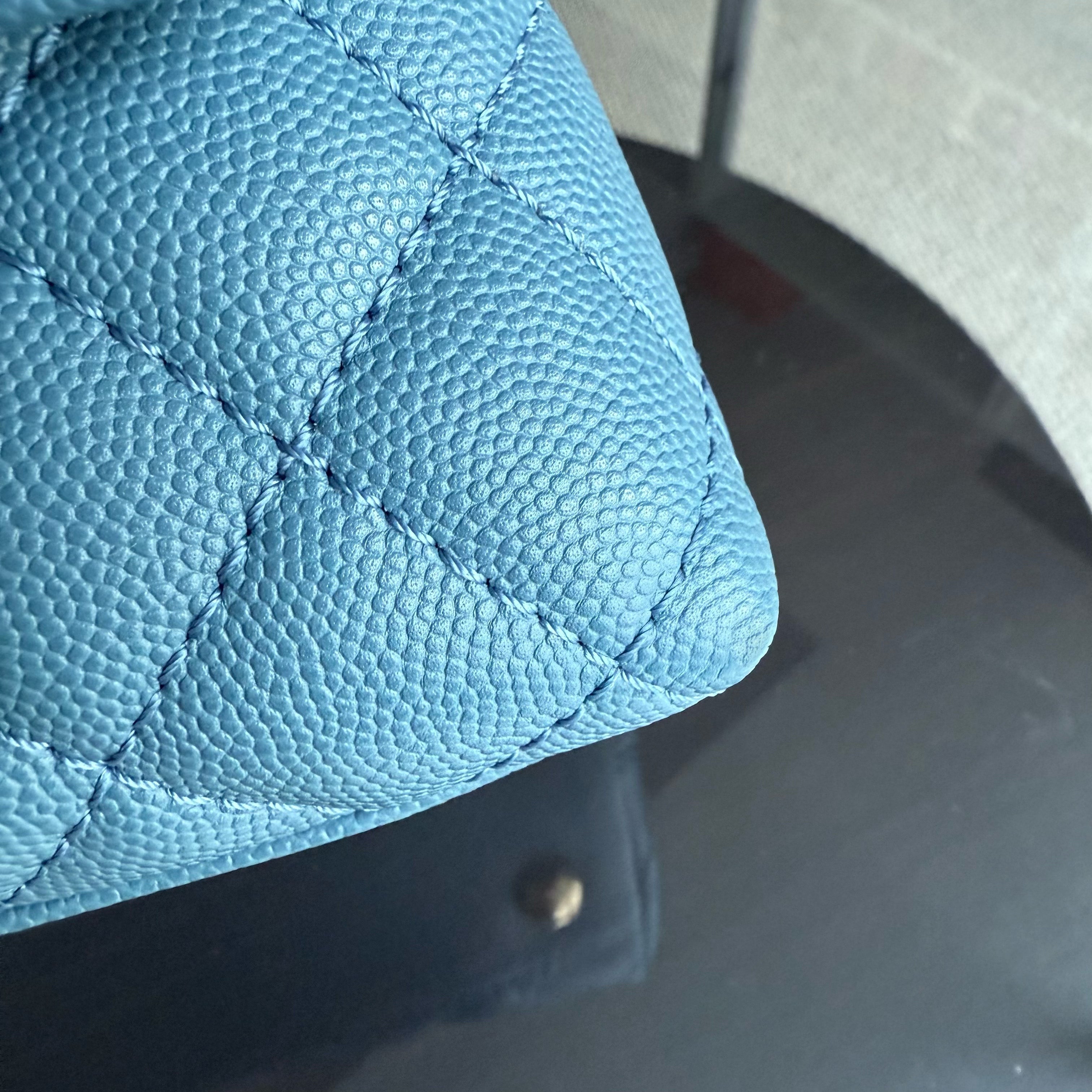 Chanel Coco Handle Small - Caviar 25CM Quilted Blue Gold Hardware Series 25