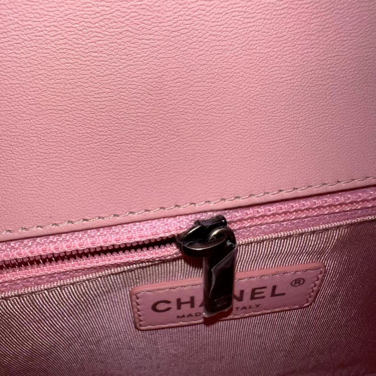 Boy New Medium 28CM Quilted Lambskin Sakura Pink Leboy Ruthenium Silver Hardware Series 20