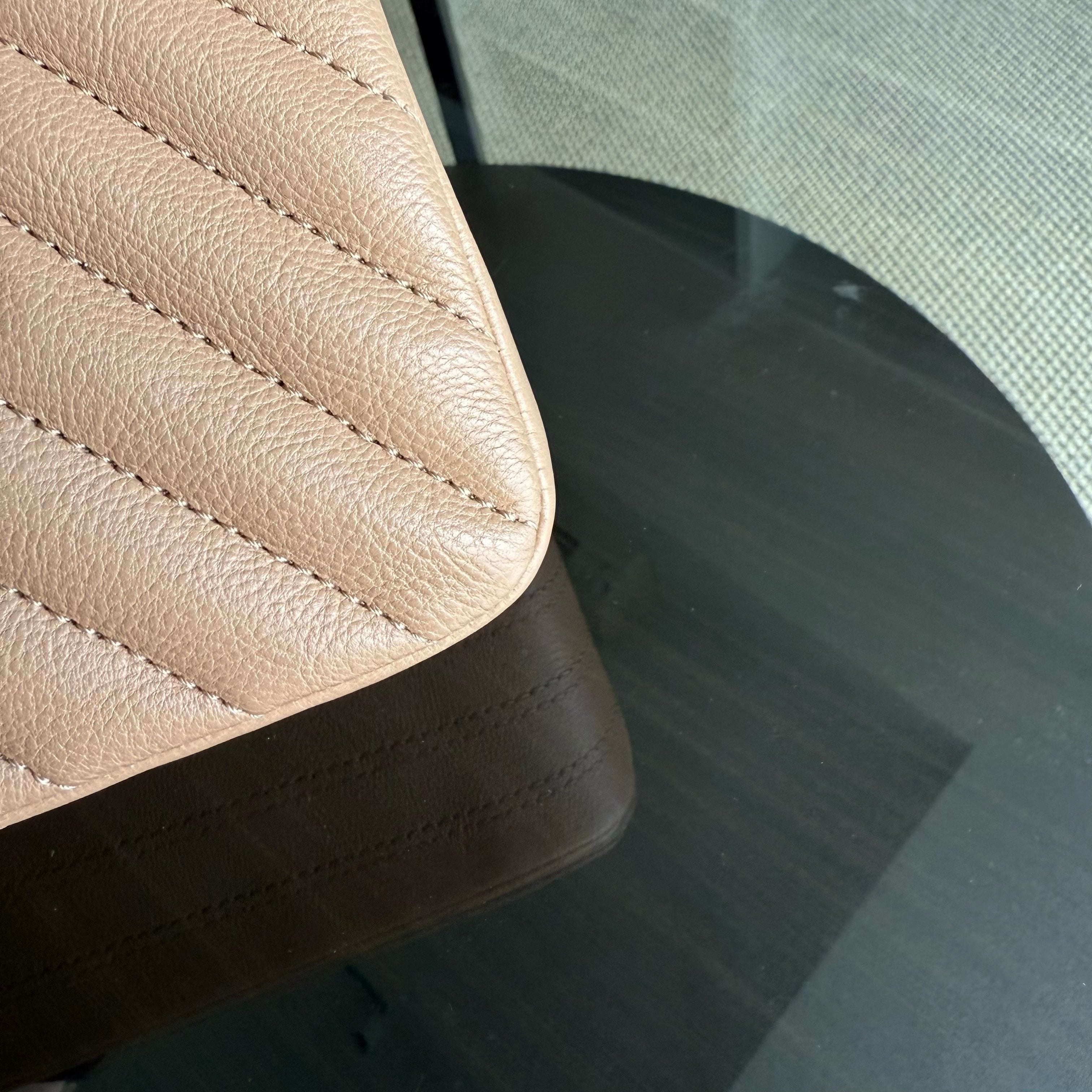 Chanel Classic Flap Medium - 25CM Chevron Grained Calfskin Dark Beige Gold Hardware Series 23