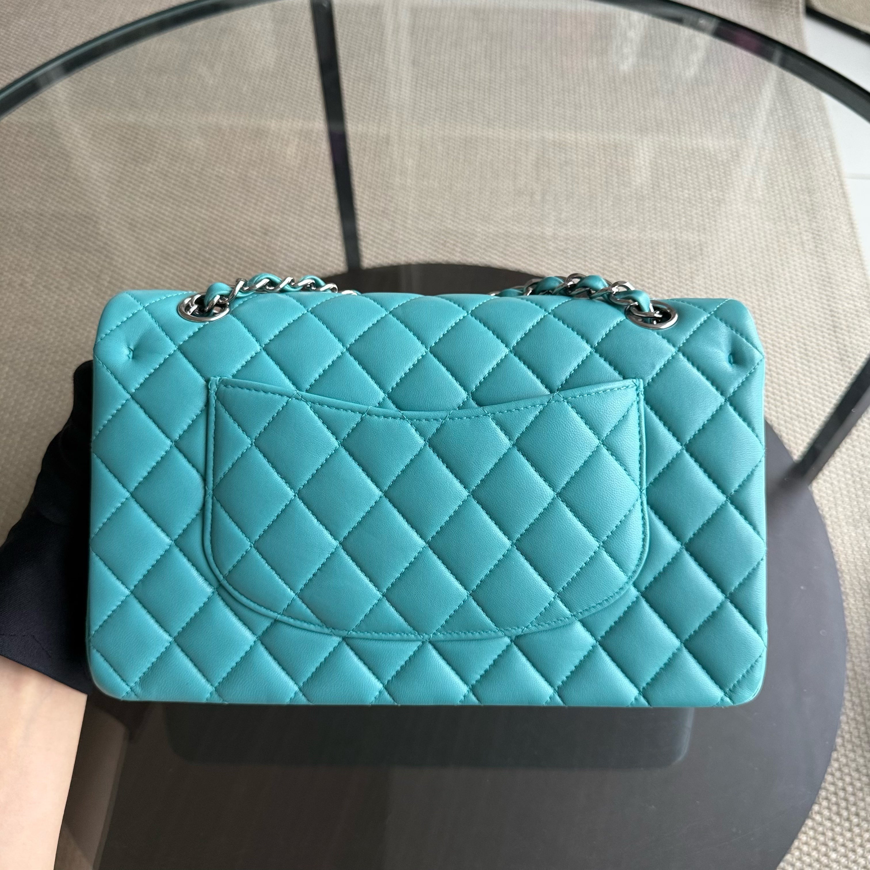 Chanel Classic Flap Medium - 25CM Quilted Lambskin Blue Silver Hardware Series 19