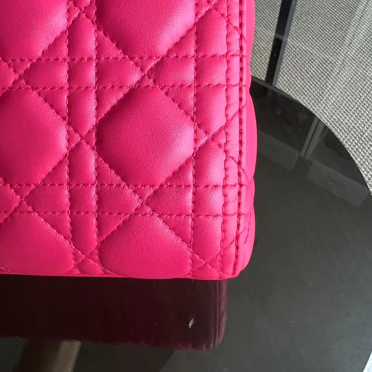 Dior Lady Medium - Cannage Lambskin Hot Pink Golden Hardware