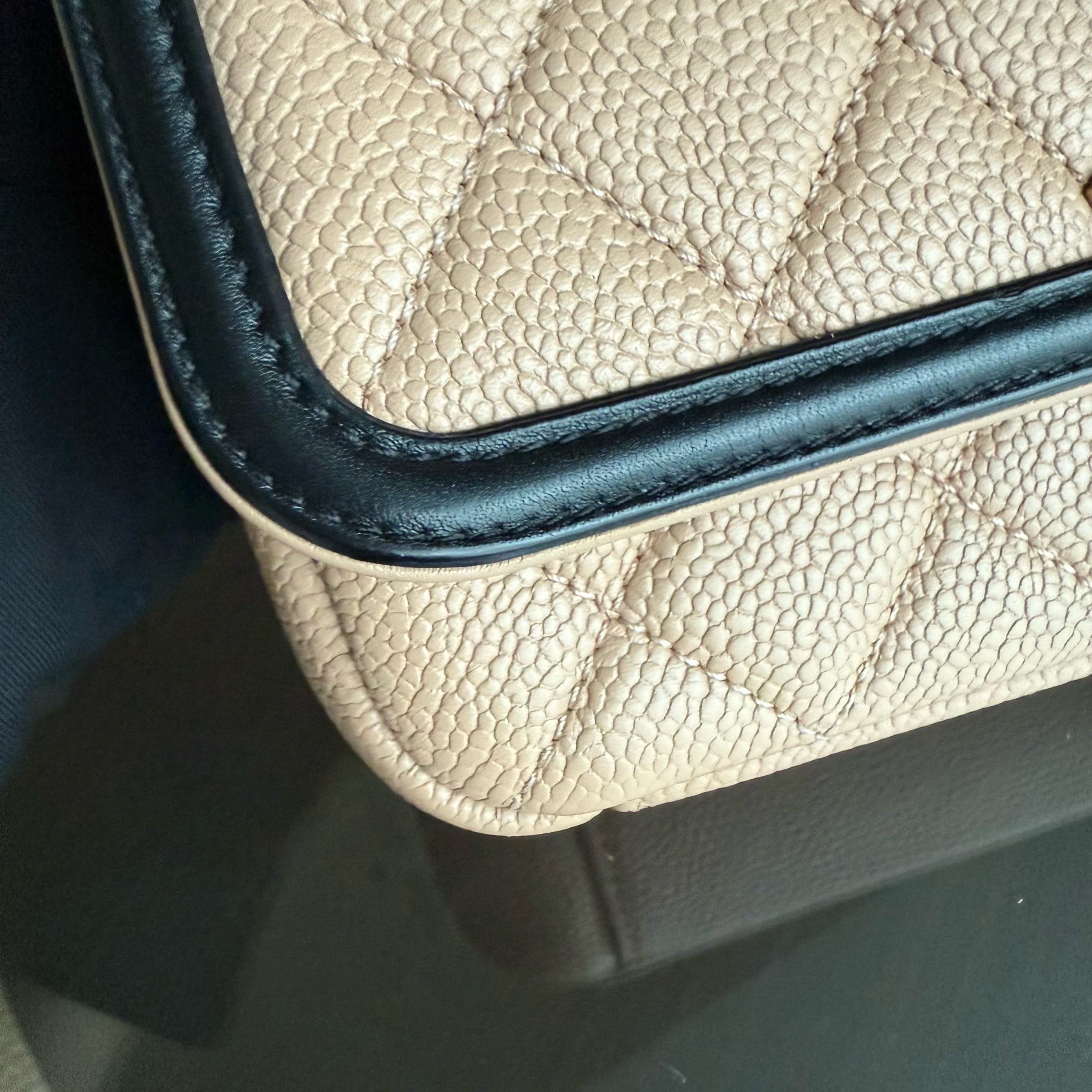 Chanel Filigree Flap Small - Caviar Quilted Black Beige Gold Hardware Series 24