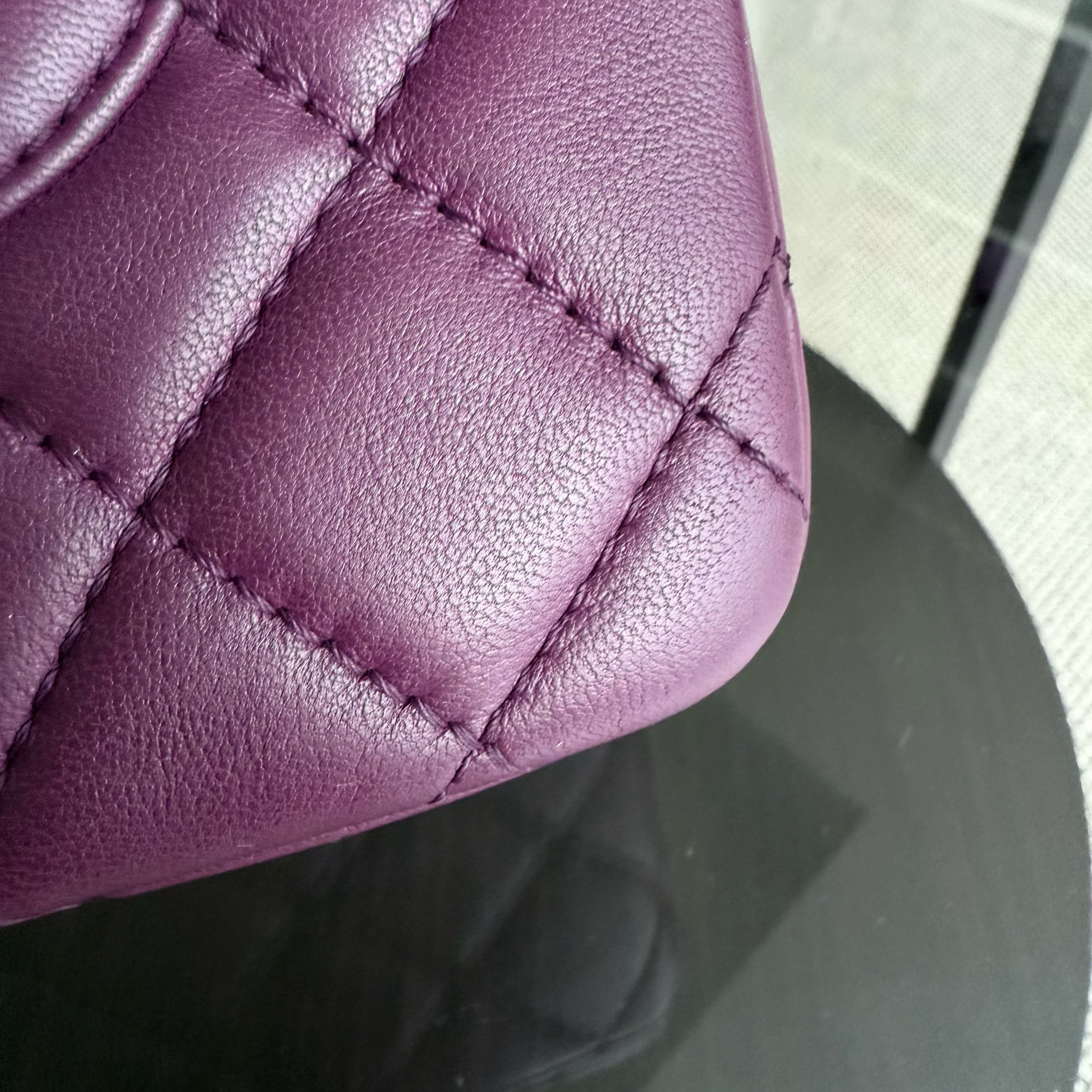 Chanel Classic Flap Jumbo - 30CM Quilted Lambskin Single Flap Purple Violet Gold Hardware Series 12