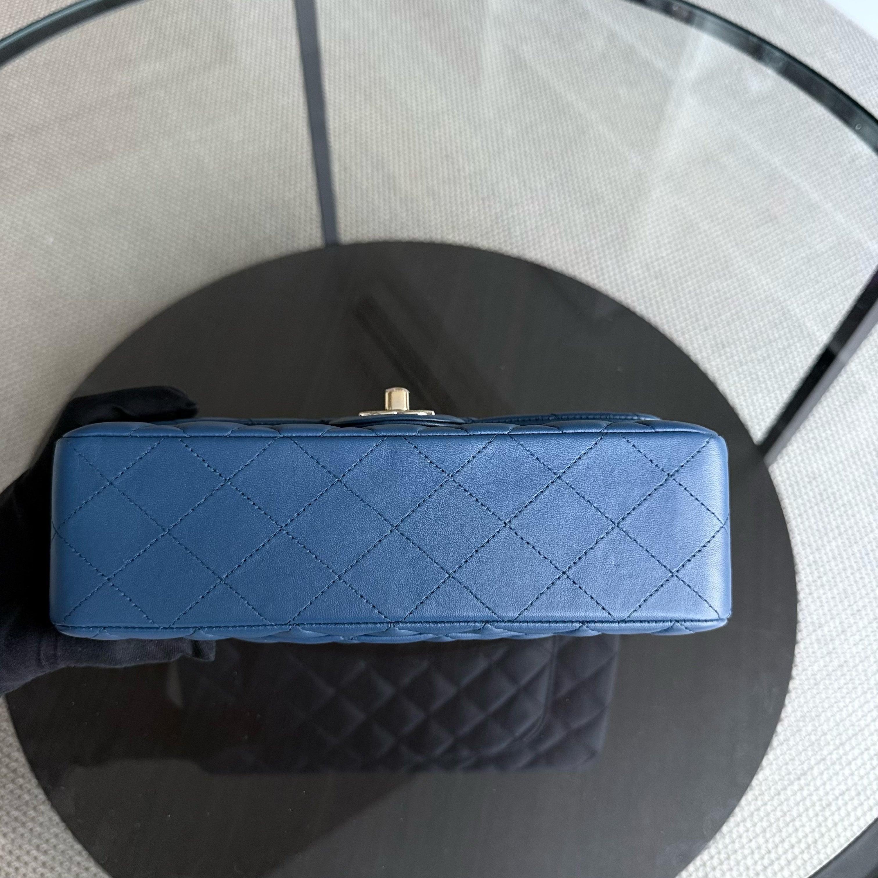 Chanel Classic Flap Small - 23CM Quilted Lambskin Blue Gold Hardware Series 25