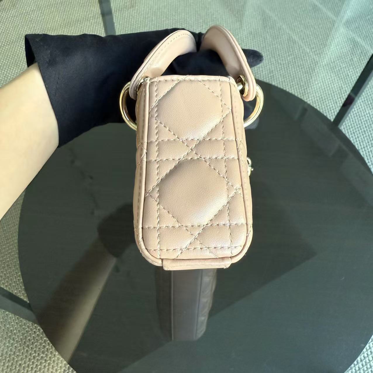 Dior D-joy Micro - Lambskin Cannage Nude Pink Gold Hardware