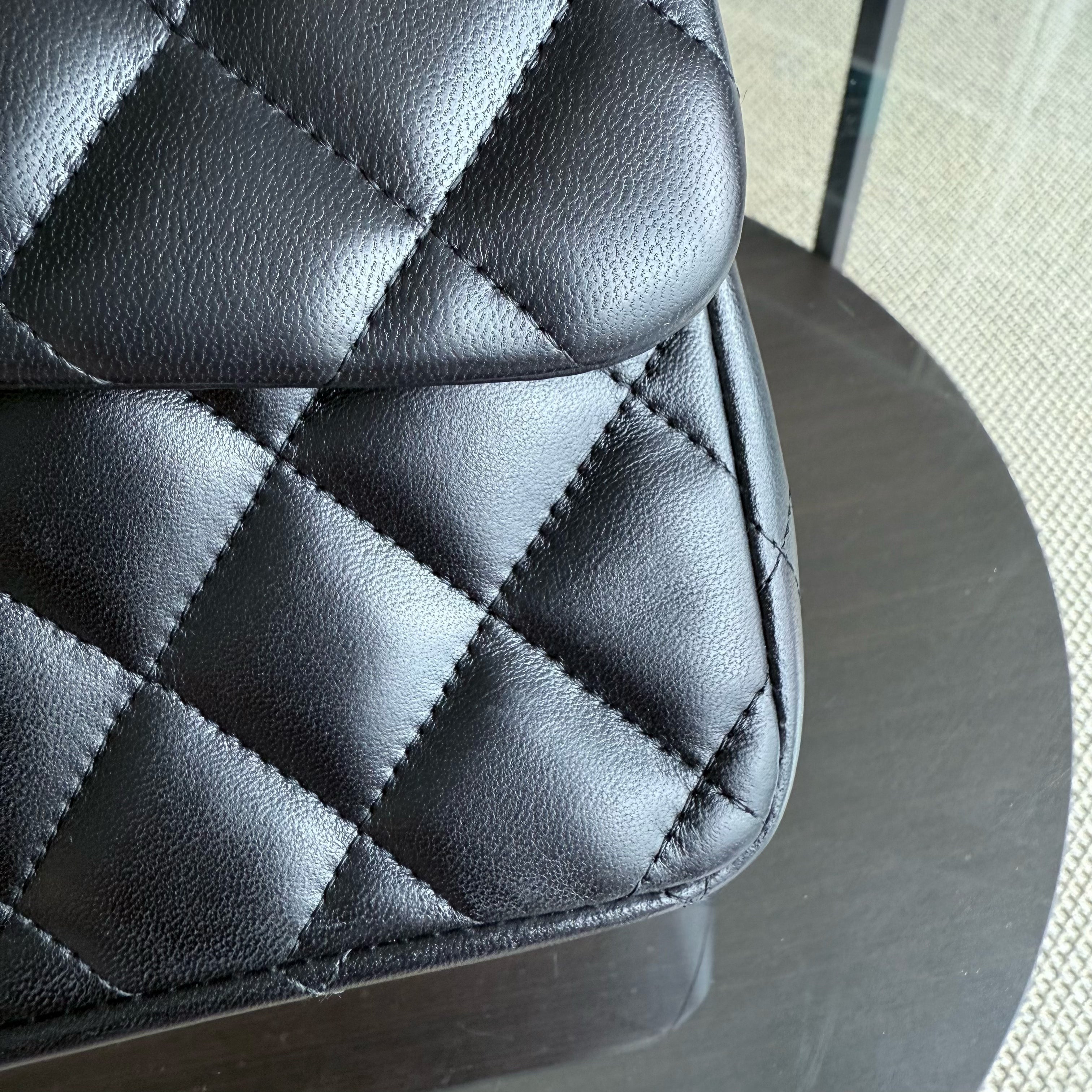 Chanel Classic Flap Jumbo - 30CM Quilted Lambskin Double Flap Black Gold Hardware