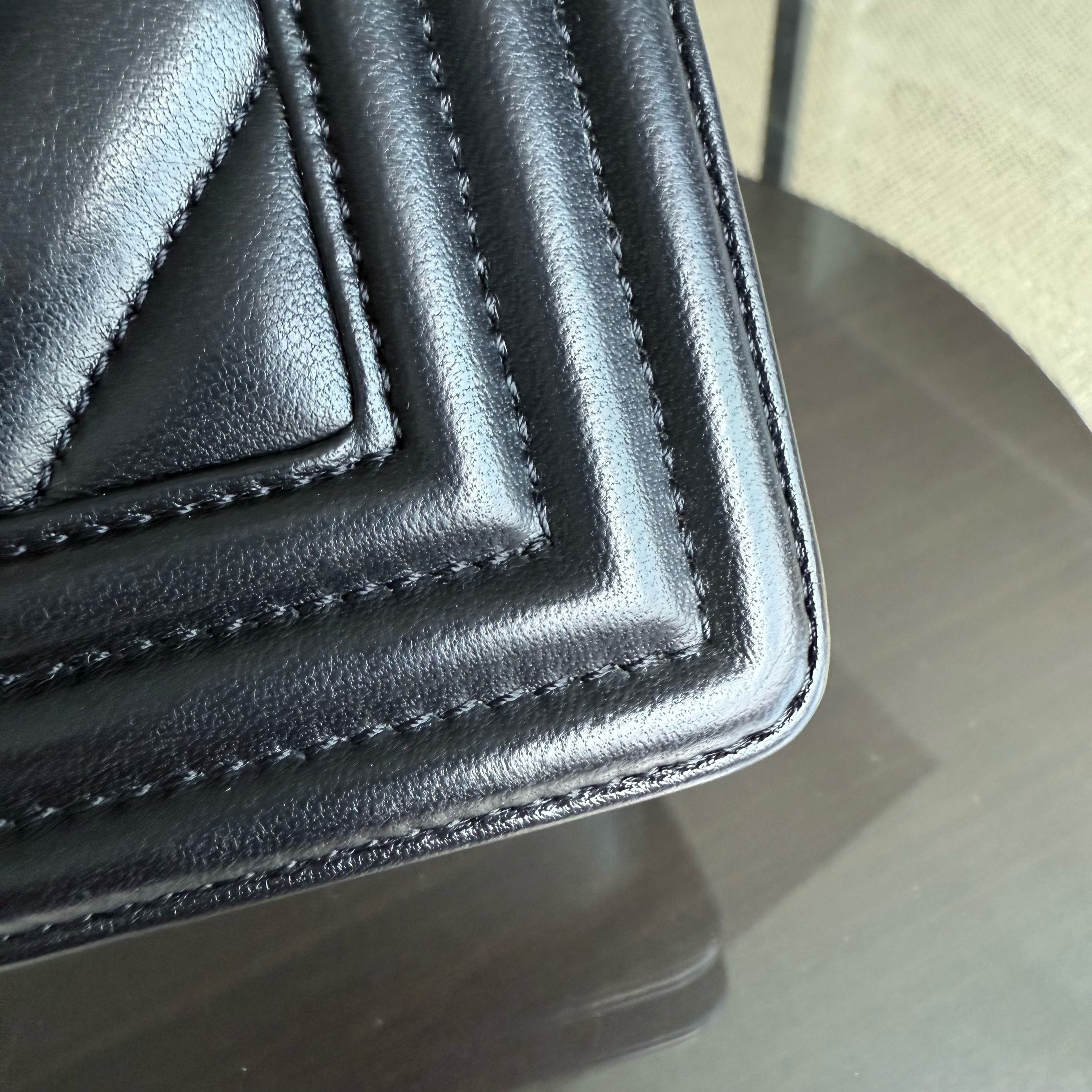 Chanel Boy Medium - 25CM Quilted Calfskin Black Dark Silver Hardware Series 25